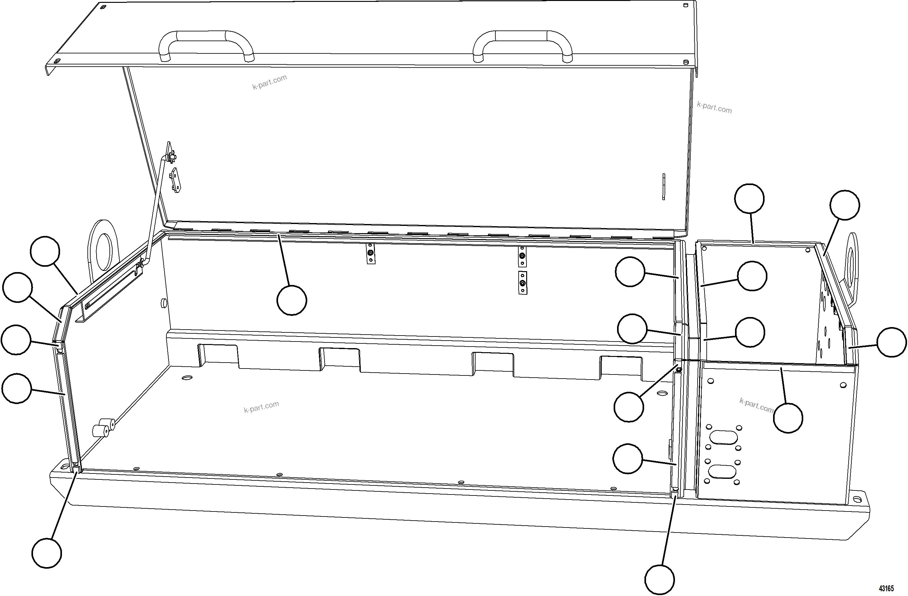 Komatsu parts book diagram for AFE59-GN 930E-4 S/N A31993  CASSERONES: BATTERY BOX    3/6
