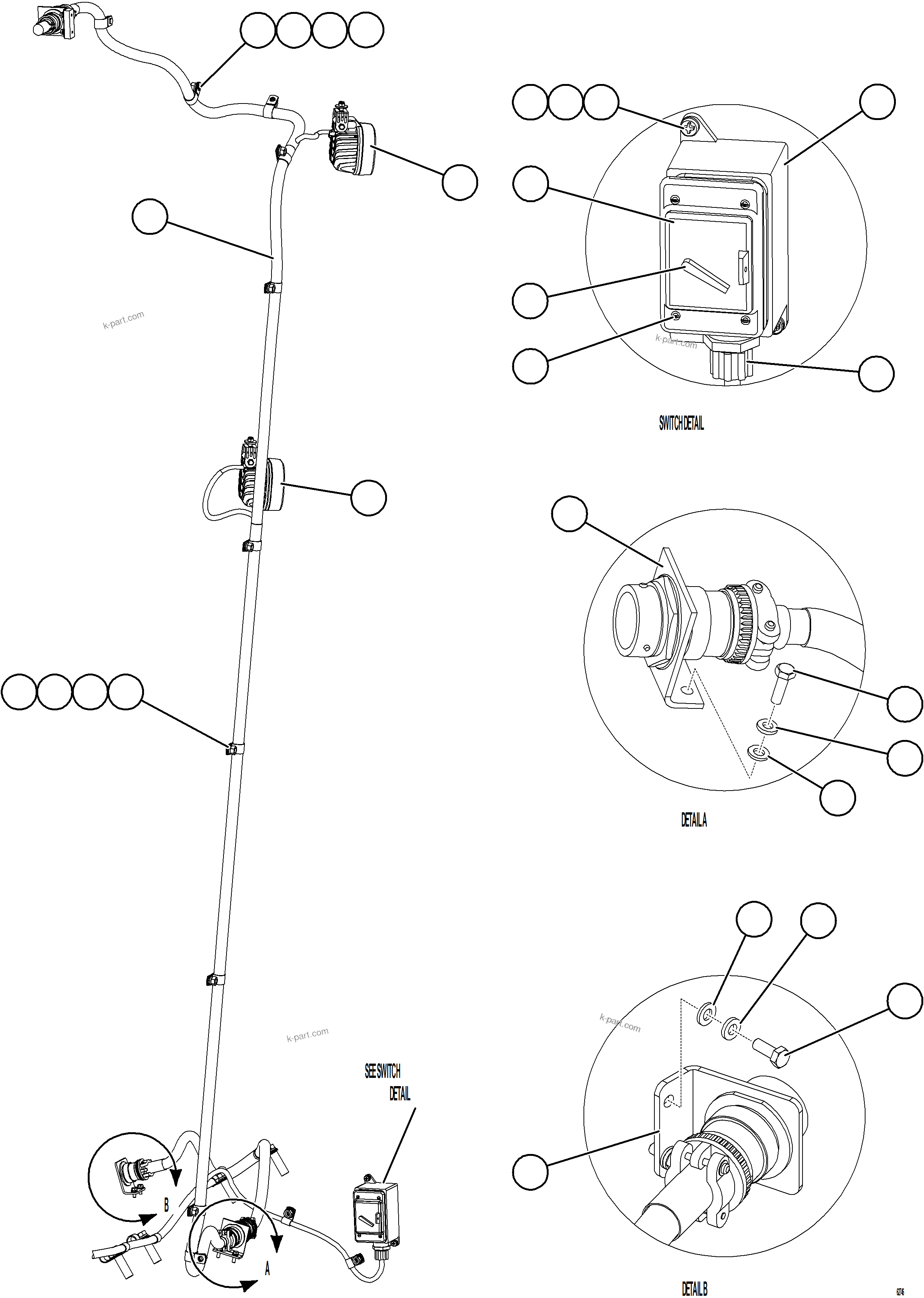 Komatsu parts book diagram for AFE59-GN 930E-4 S/N A31993  CASSERONES: ENGINE BAY LIGHTS, LH