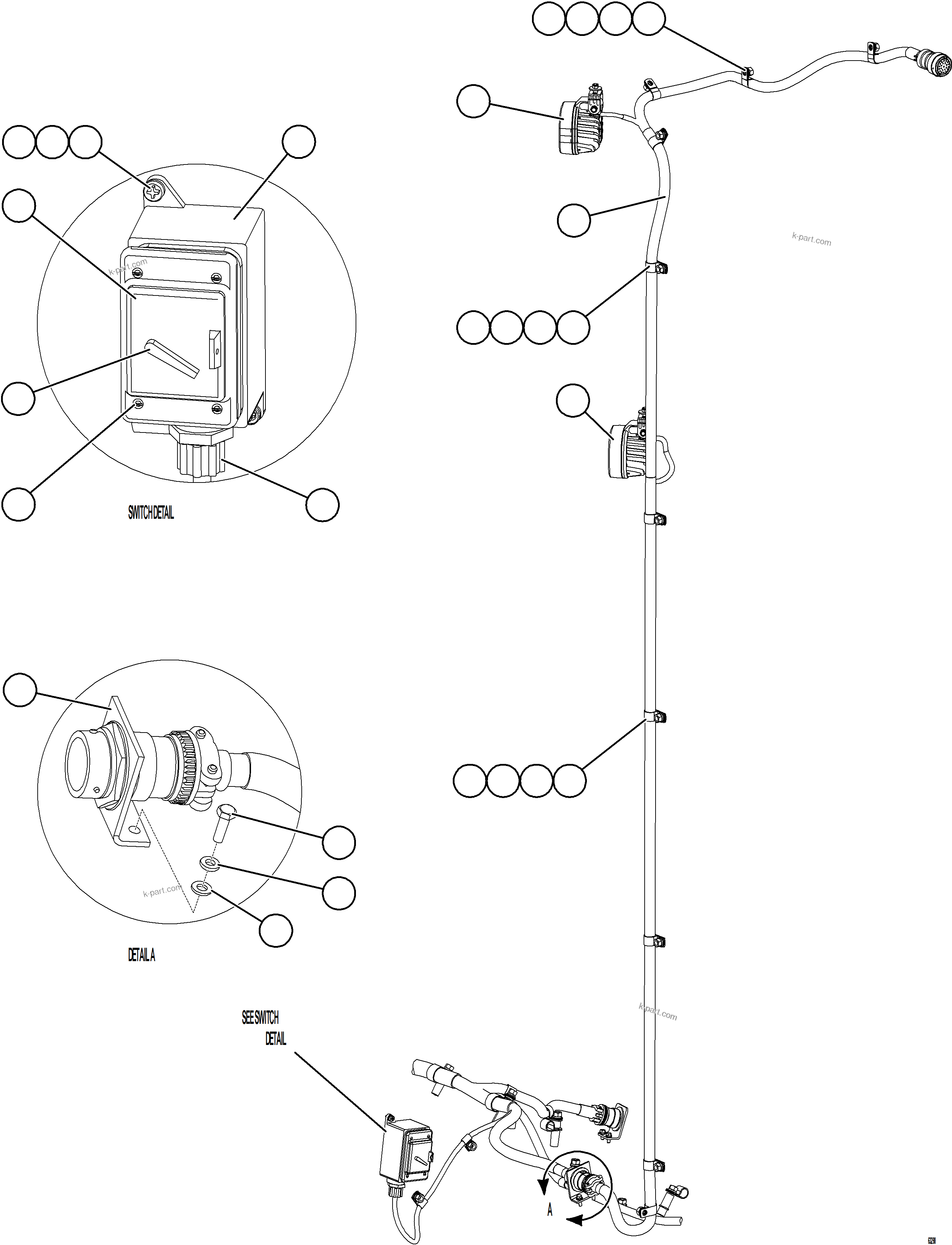 Komatsu parts book diagram for AFE59-GN 930E-4 S/N A31993  CASSERONES: ENGINE BAY LIGHTS, RH