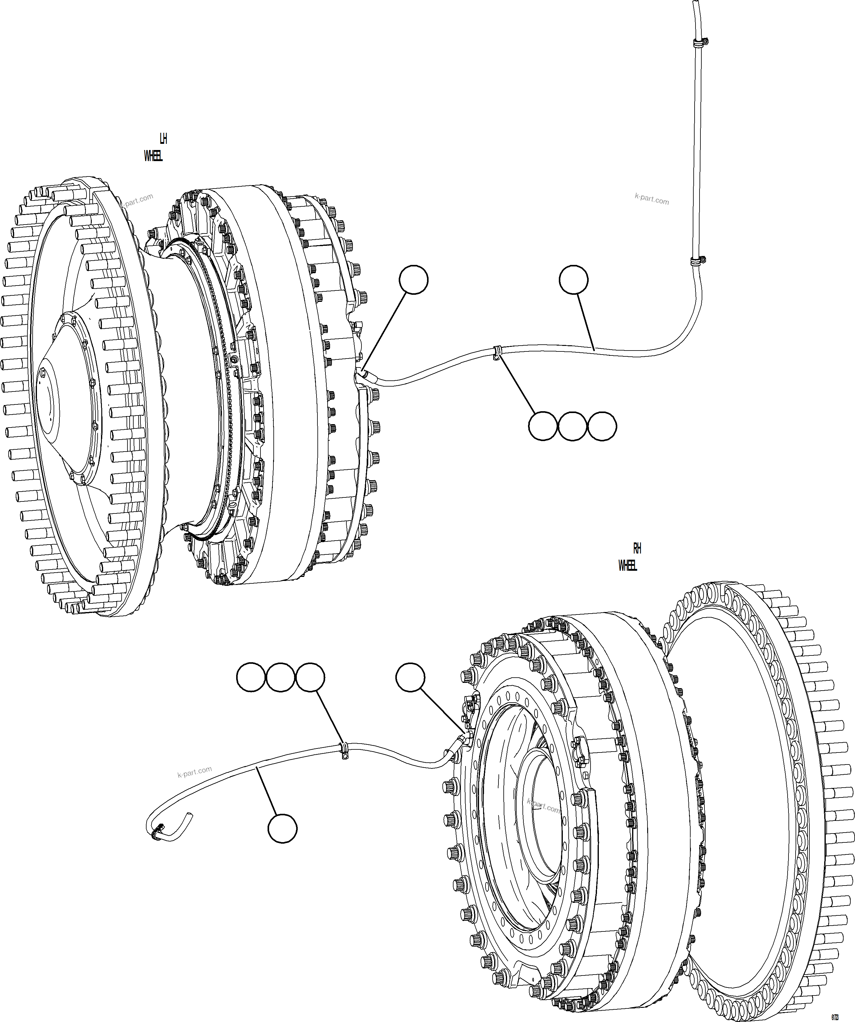 Komatsu parts book diagram for AFE59-GN 930E-4 S/N A31993  CASSERONES: BRAKE APPLY PIPING    1/4