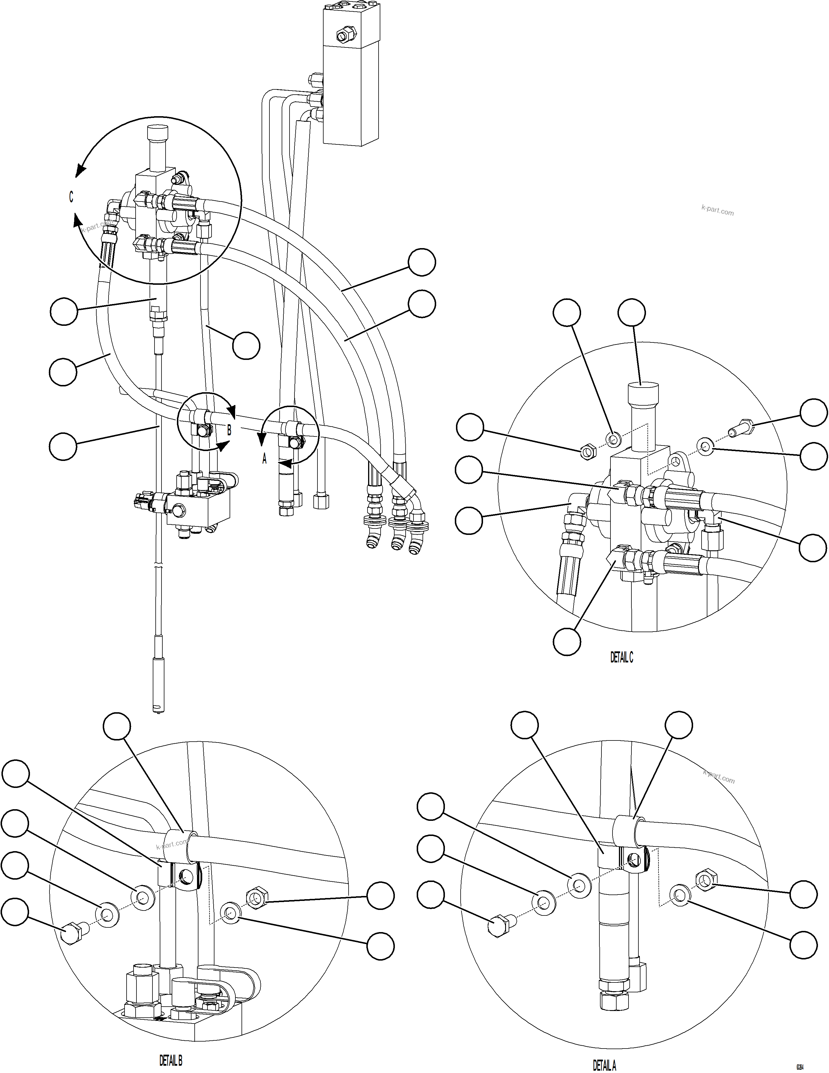 Komatsu parts book diagram for AFE59-GN 930E-4 S/N A31993  CASSERONES: HOIST PILOT VALVE PIPING