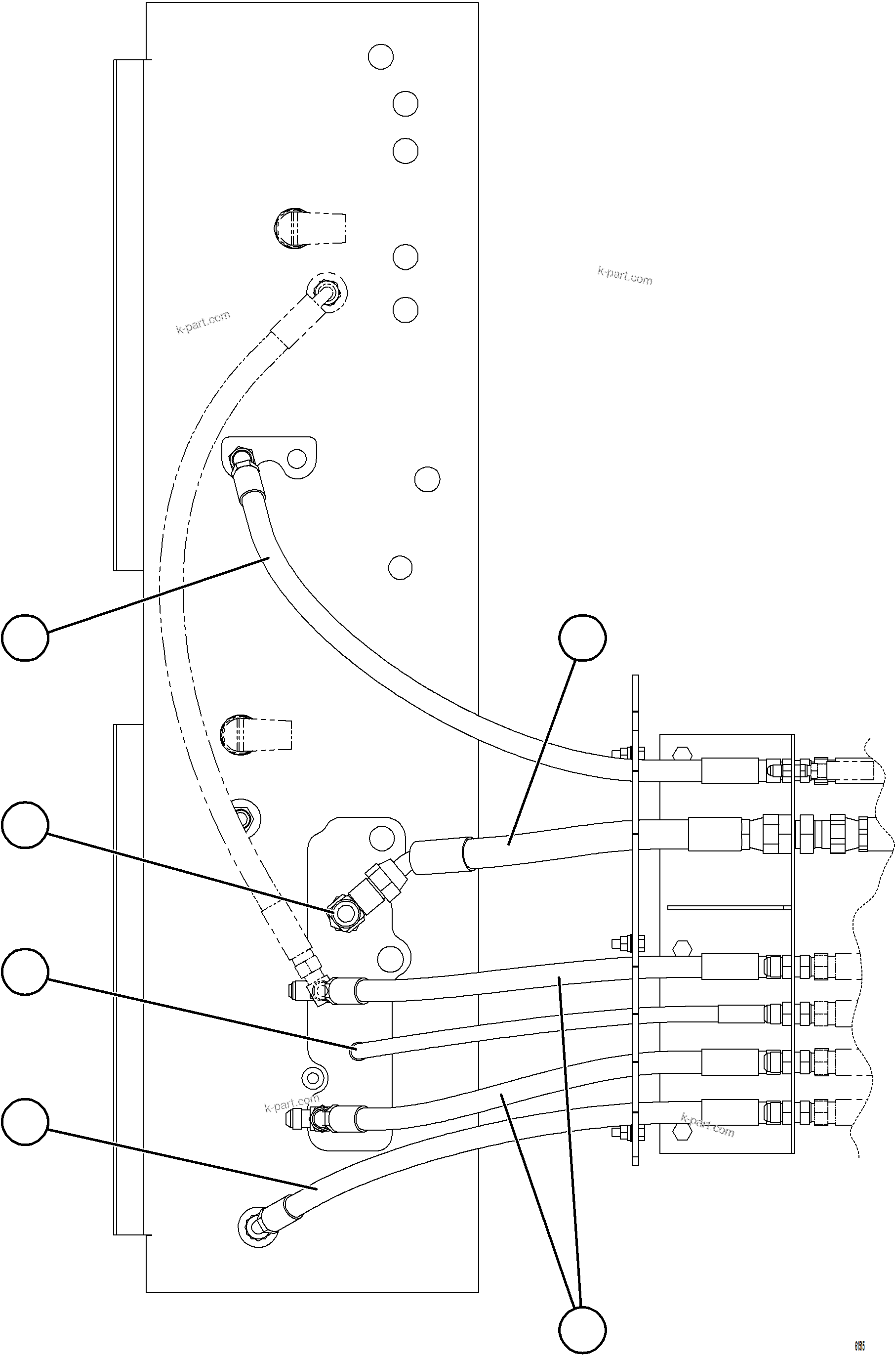 Komatsu parts book diagram for AFE59-GN 930E-4 S/N A31993  CASSERONES: HYDRAULIC BRAKE CABINET HOSE ROUTING    1/3