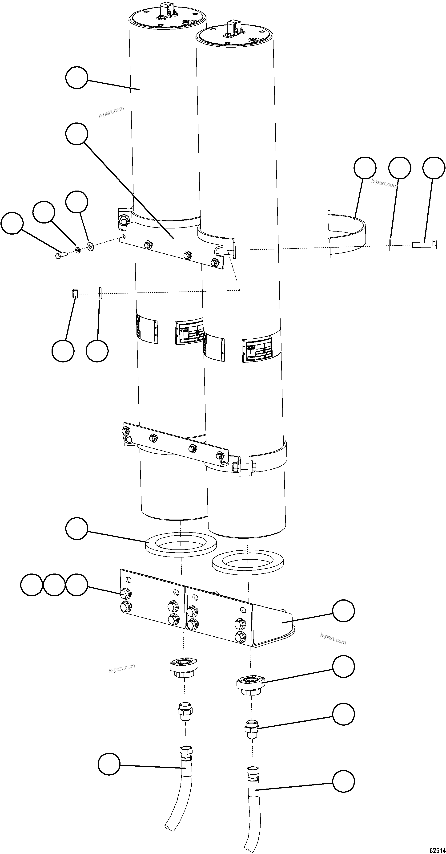 Komatsu parts book diagram for AFE59-GN 930E-4 S/N A31993  CASSERONES: BRAKE ACCUMULATOR INSTALLATION