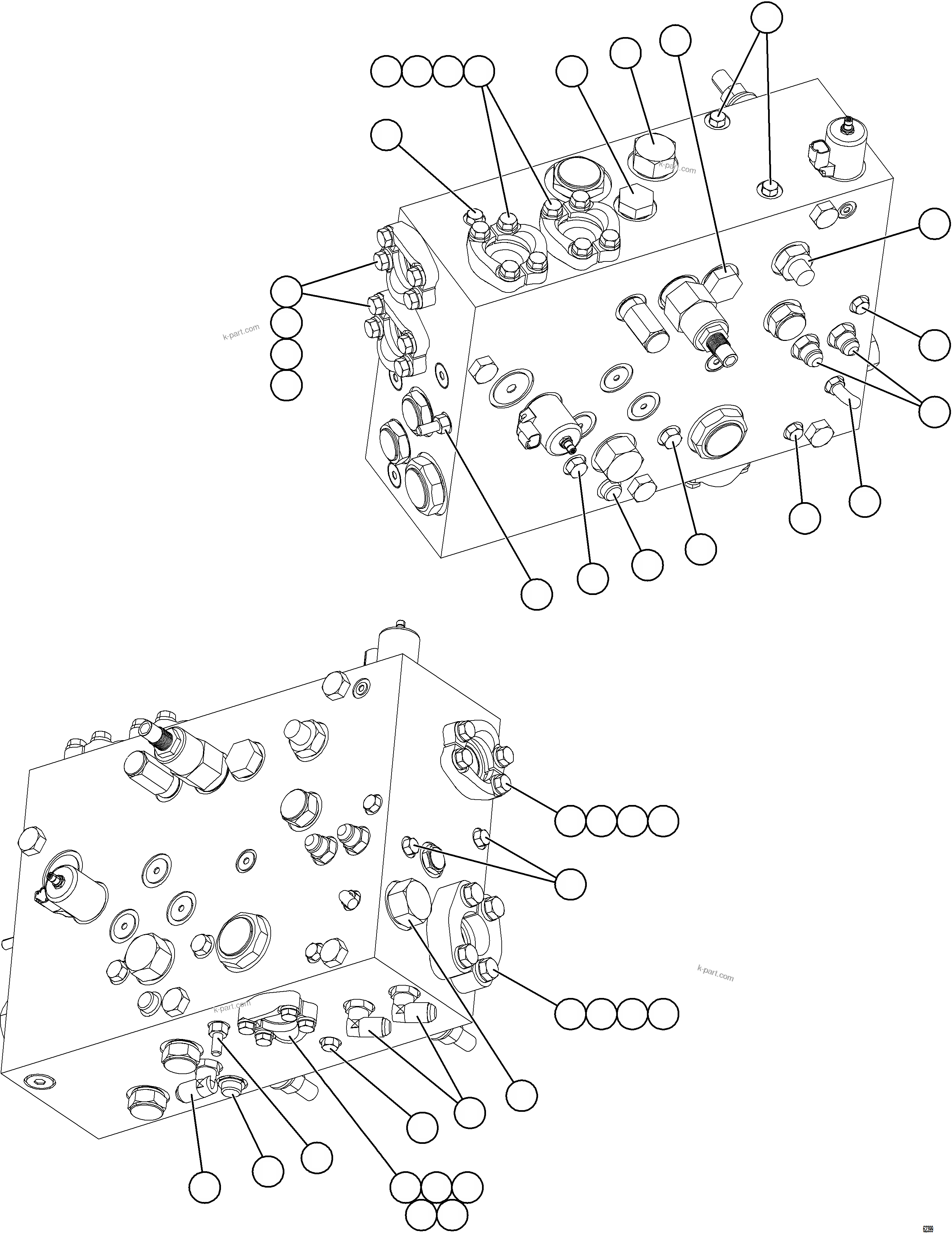 Komatsu parts book diagram for AFE59-GN 930E-4 S/N A31993  CASSERONES: BLEEDDOWN MANIFOLD PIPING