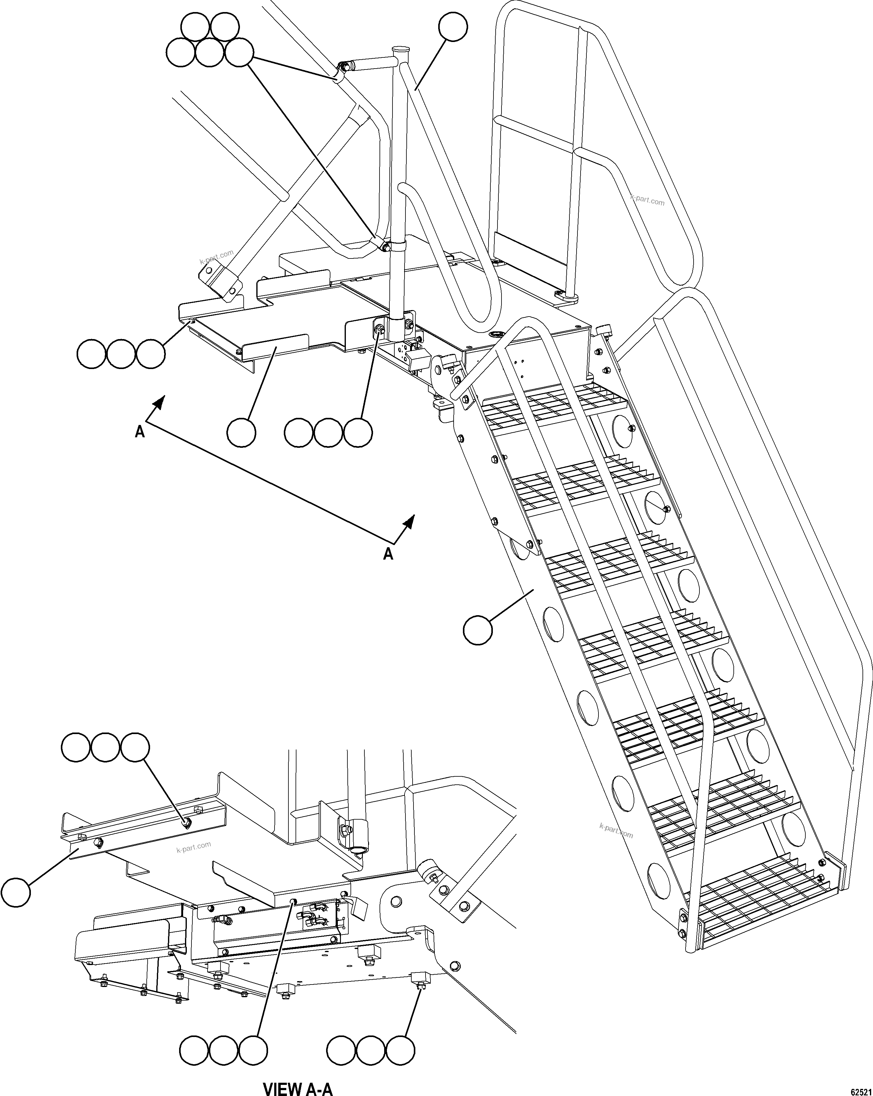 Komatsu parts book diagram for AFE59-GN 930E-4 S/N A31993  CASSERONES: RETRACTABLE LADDER INSTALLATION   1/4