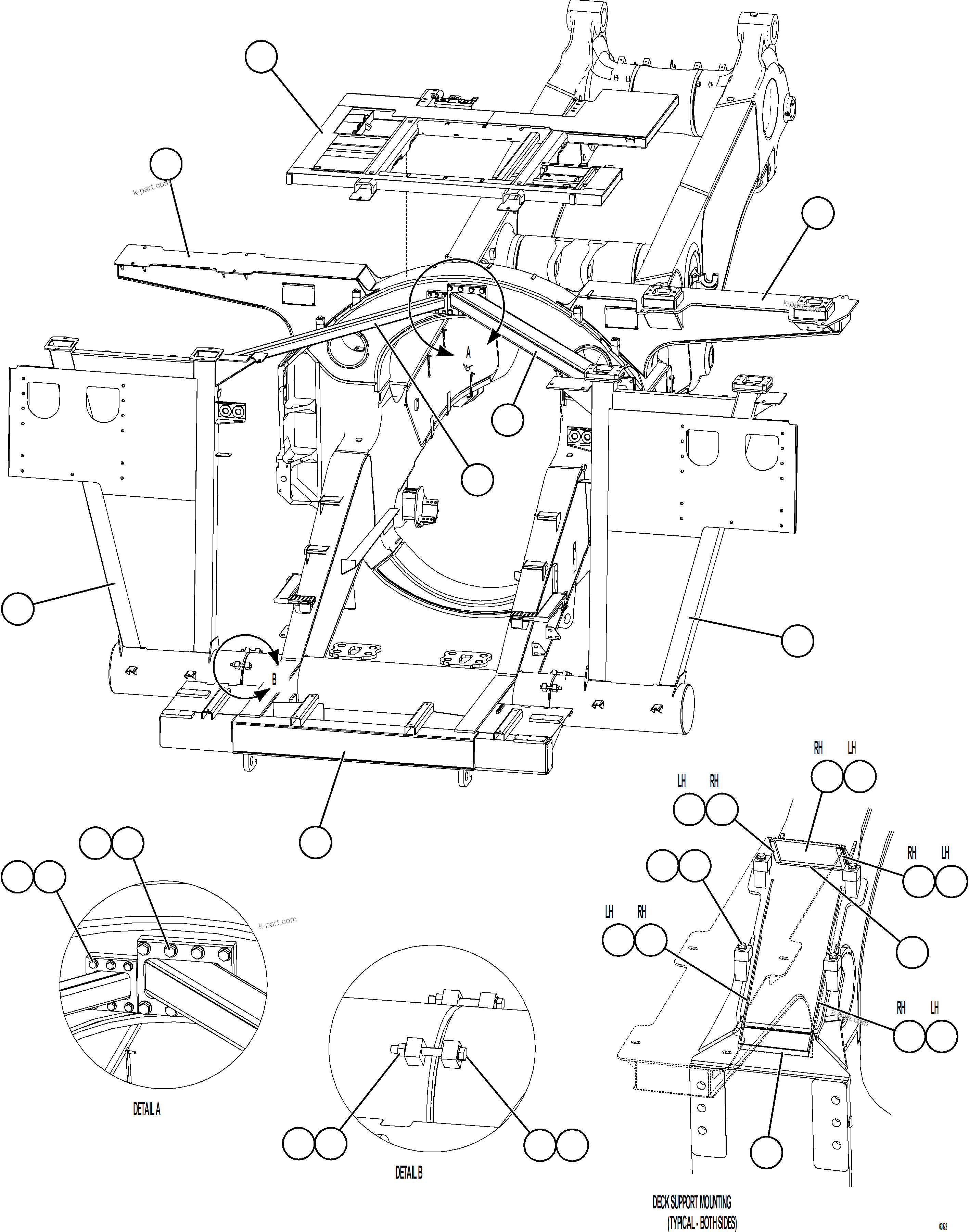Komatsu parts book diagram for AFE59-GP 930E-4 S/N A31996, A32007, A32028 & A32036 - A32038  EPSA: FRAME & UPRIGHTS
