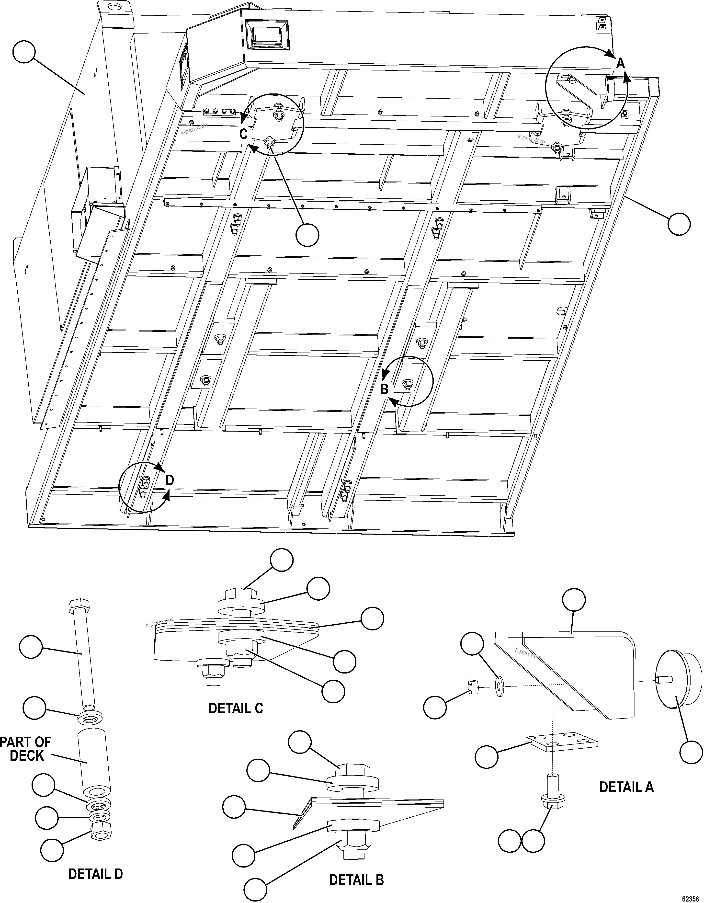 Komatsu parts book diagram for AFE59-GP 930E-4 S/N A31996, A32007, A32028 & A32036 - A32038  EPSA: RH DECK & RETARDING GRID INSTALLATION
