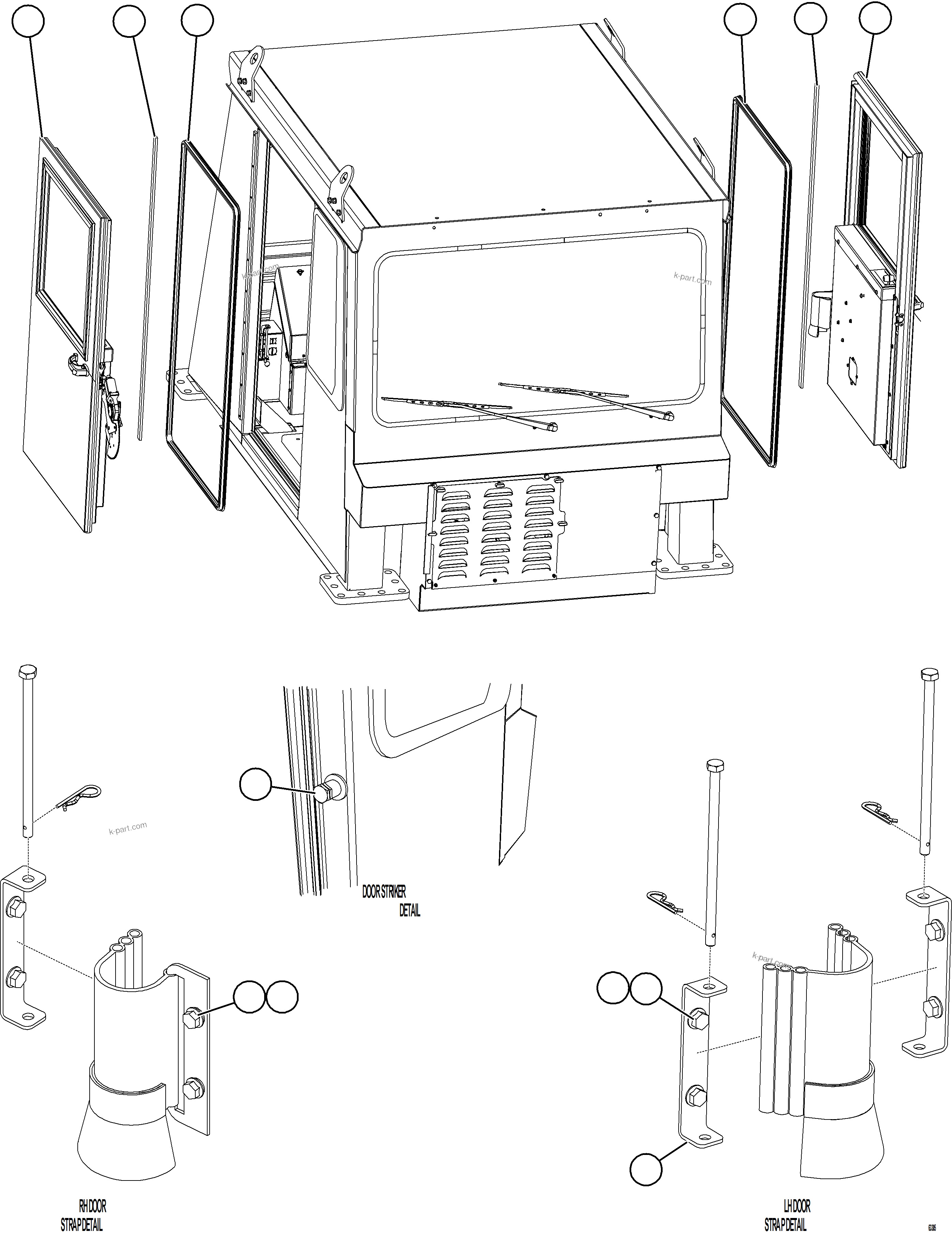 Komatsu parts book diagram for AFE59-GP 930E-4 S/N A31996, A32007, A32028 & A32036 - A32038  EPSA: DOOR INSTALLATION