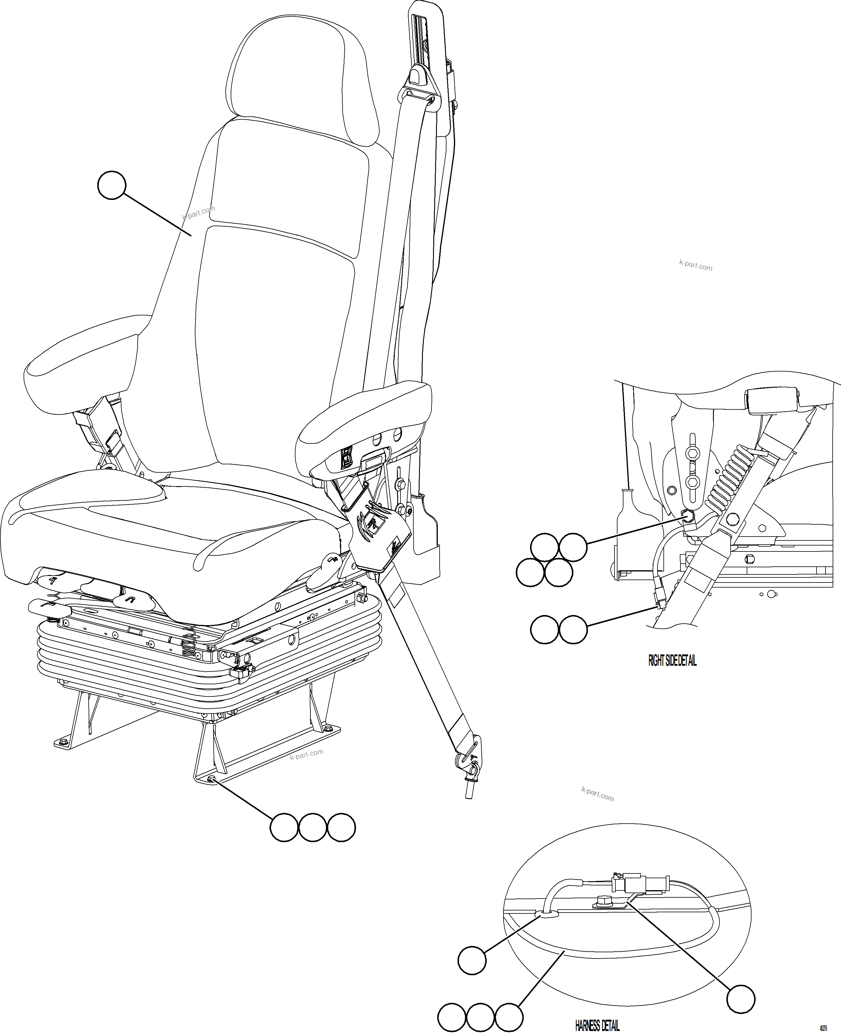 Komatsu parts book diagram for AFE59-GP 930E-4 S/N A31996, A32007, A32028 & A32036 - A32038  EPSA: OPERATOR SEAT INSTALLATION