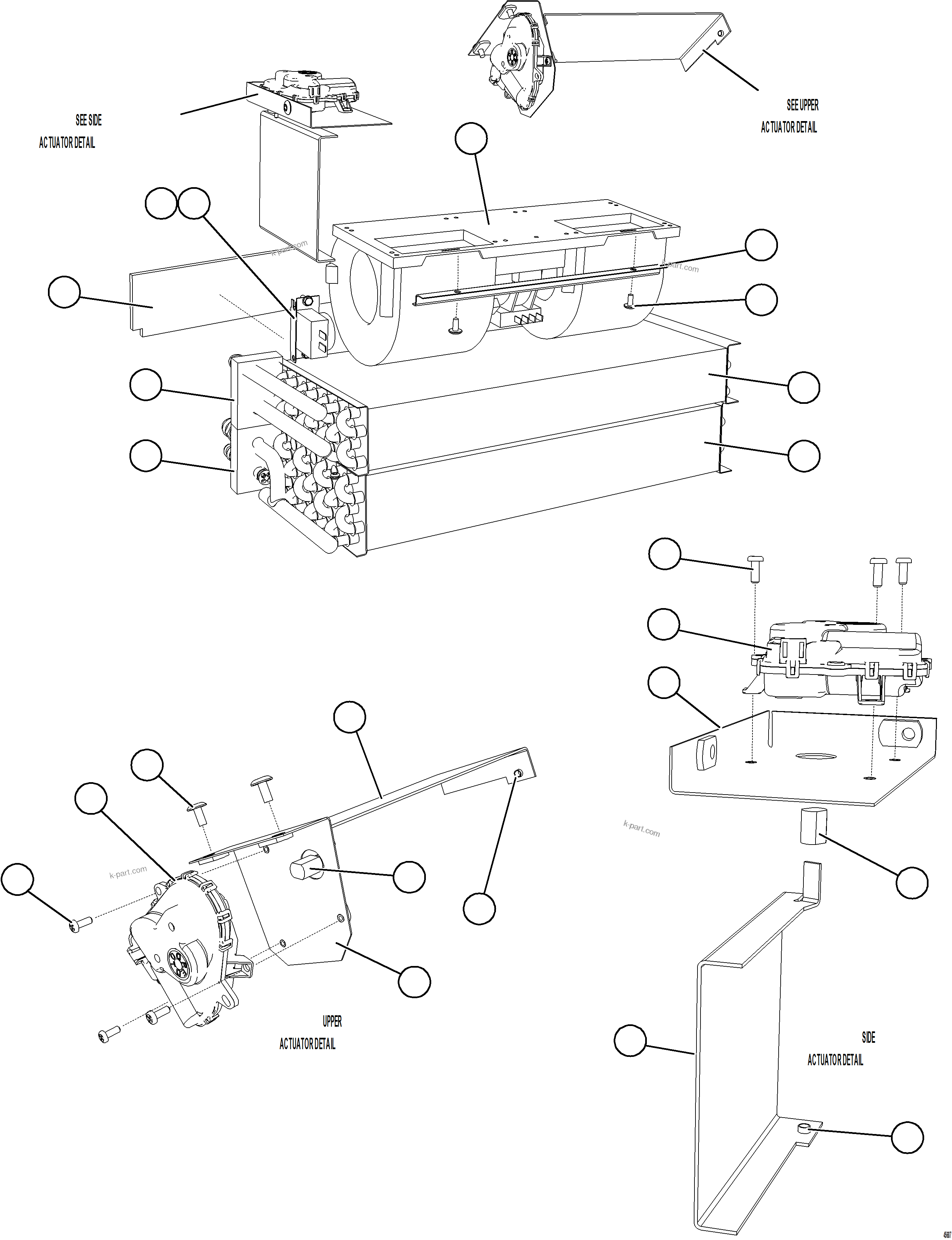 Komatsu parts book diagram for AFE59-GP 930E-4 S/N A31996, A32007, A32028 & A32036 - A32038  EPSA: HEATER/AIR CONDITIONER ASSEMBLY  2/2  58F-07-00030