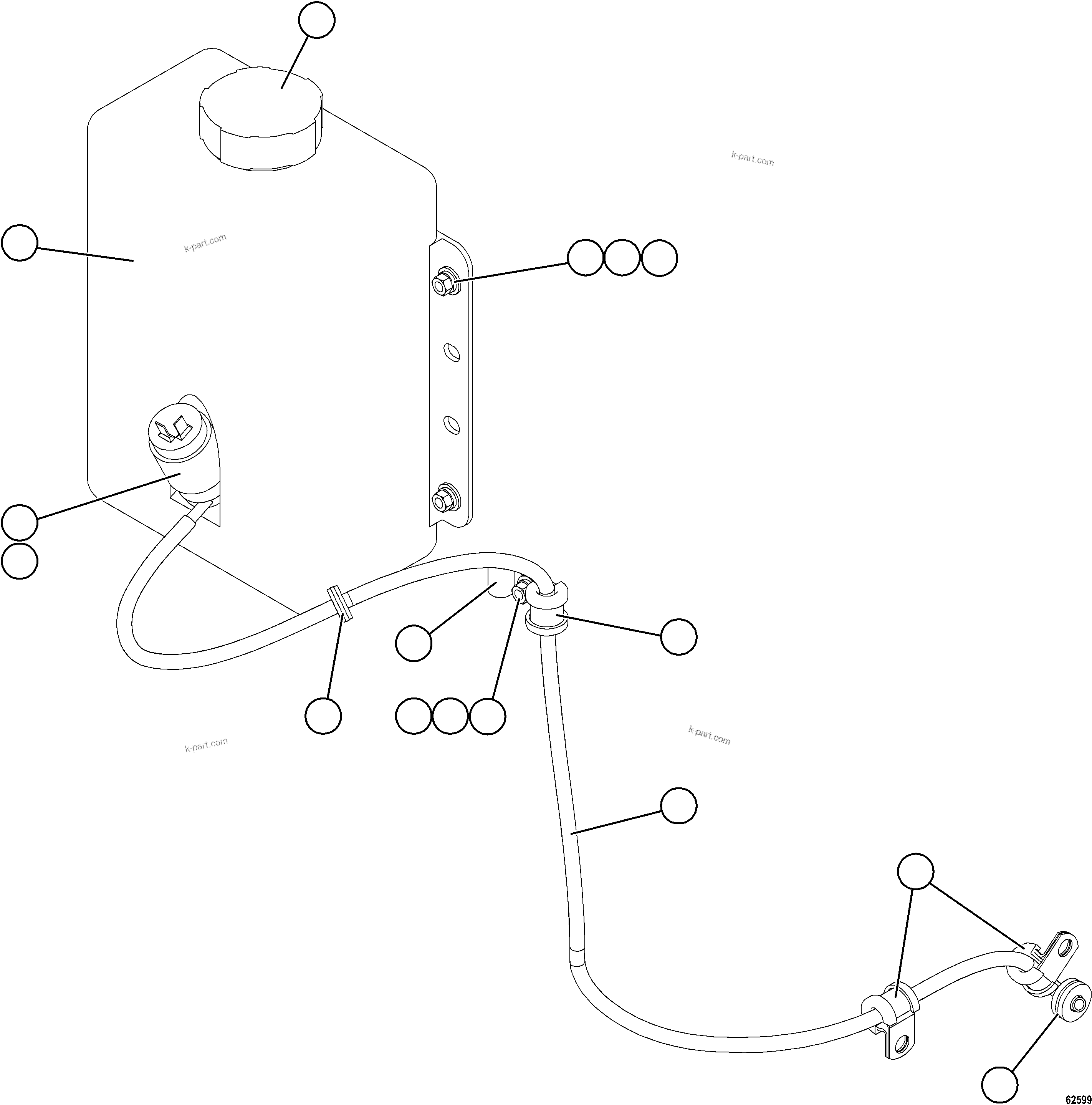 Komatsu parts book diagram for AFE59-GP 930E-4 S/N A31996, A32007, A32028 & A32036 - A32038  EPSA: WINDSHIELD WASHER INSTALLATION