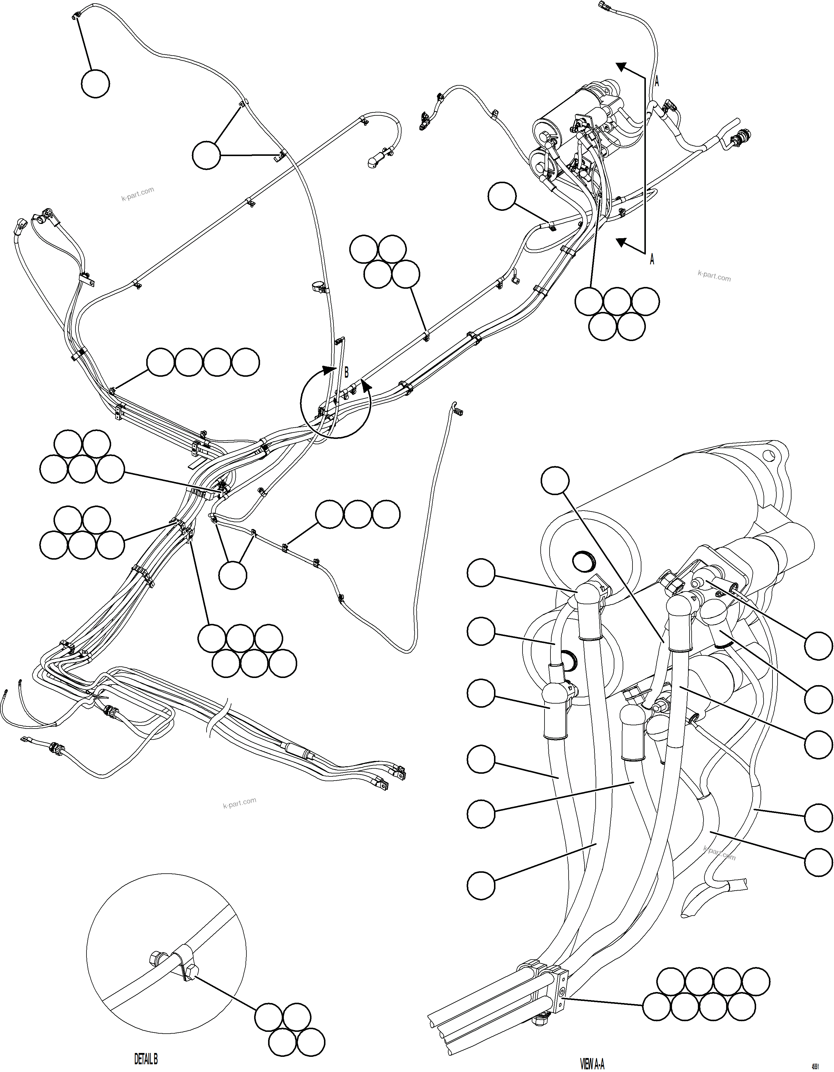 Komatsu parts book diagram for AFE59-GP 930E-4 S/N A31996, A32007, A32028 & A32036 - A32038  EPSA: STARTING SYSTEM WIRING    1/4
