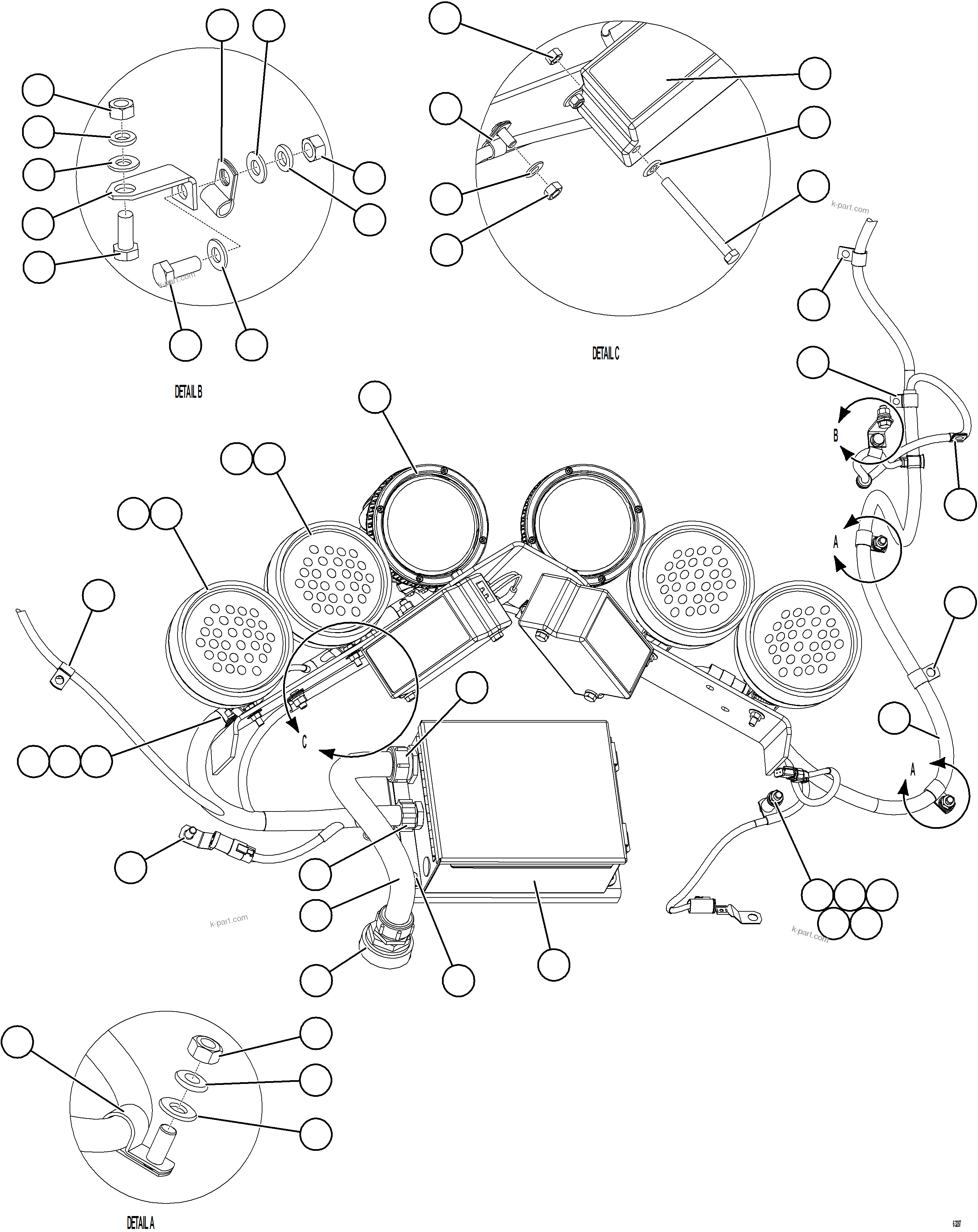 Komatsu parts book diagram for AFE59-GP 930E-4 S/N A31996, A32007, A32028 & A32036 - A32038  EPSA: REAR LIGHTS & BACKUP ALARM