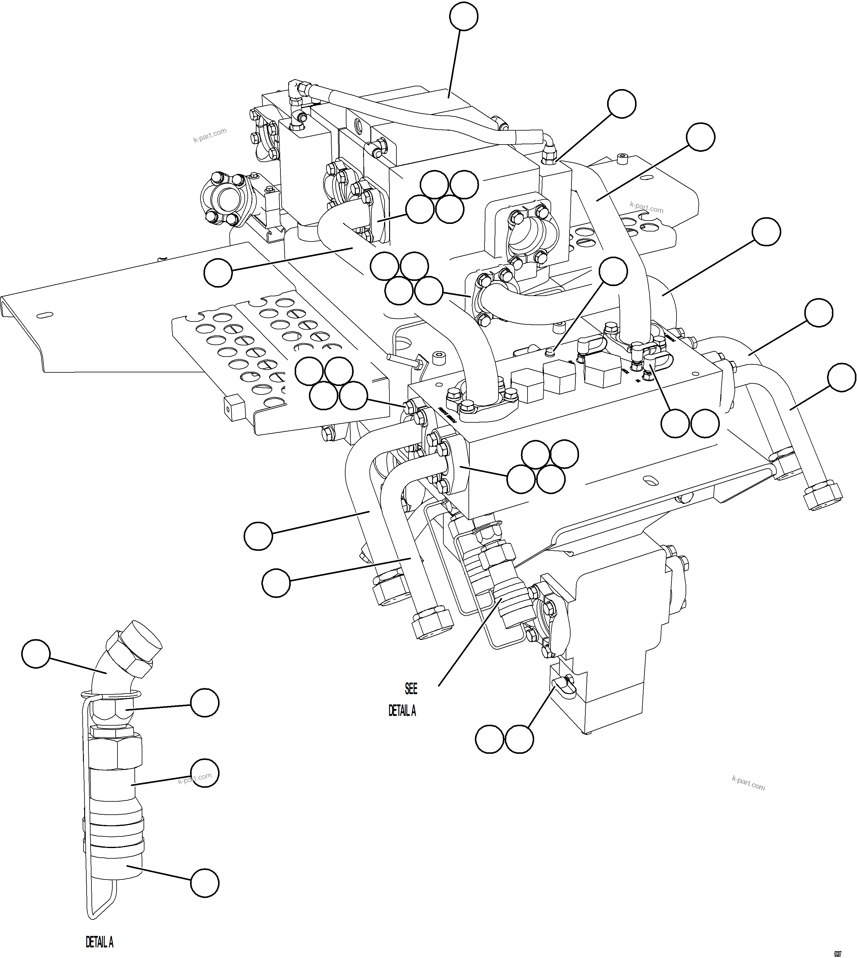 Komatsu parts book diagram for AFE59-GP 930E-4 S/N A31996, A32007, A32028 & A32036 - A32038  EPSA: PUMP MODULE   1/3