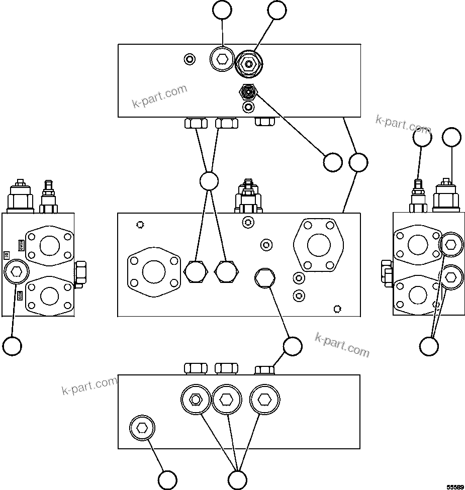 Komatsu parts book diagram for AFE59-GP 930E-4 S/N A31996, A32007, A32028 & A32036 - A32038  EPSA: OVERCENTER MANIFOLD VALVE ASSM       PC0522