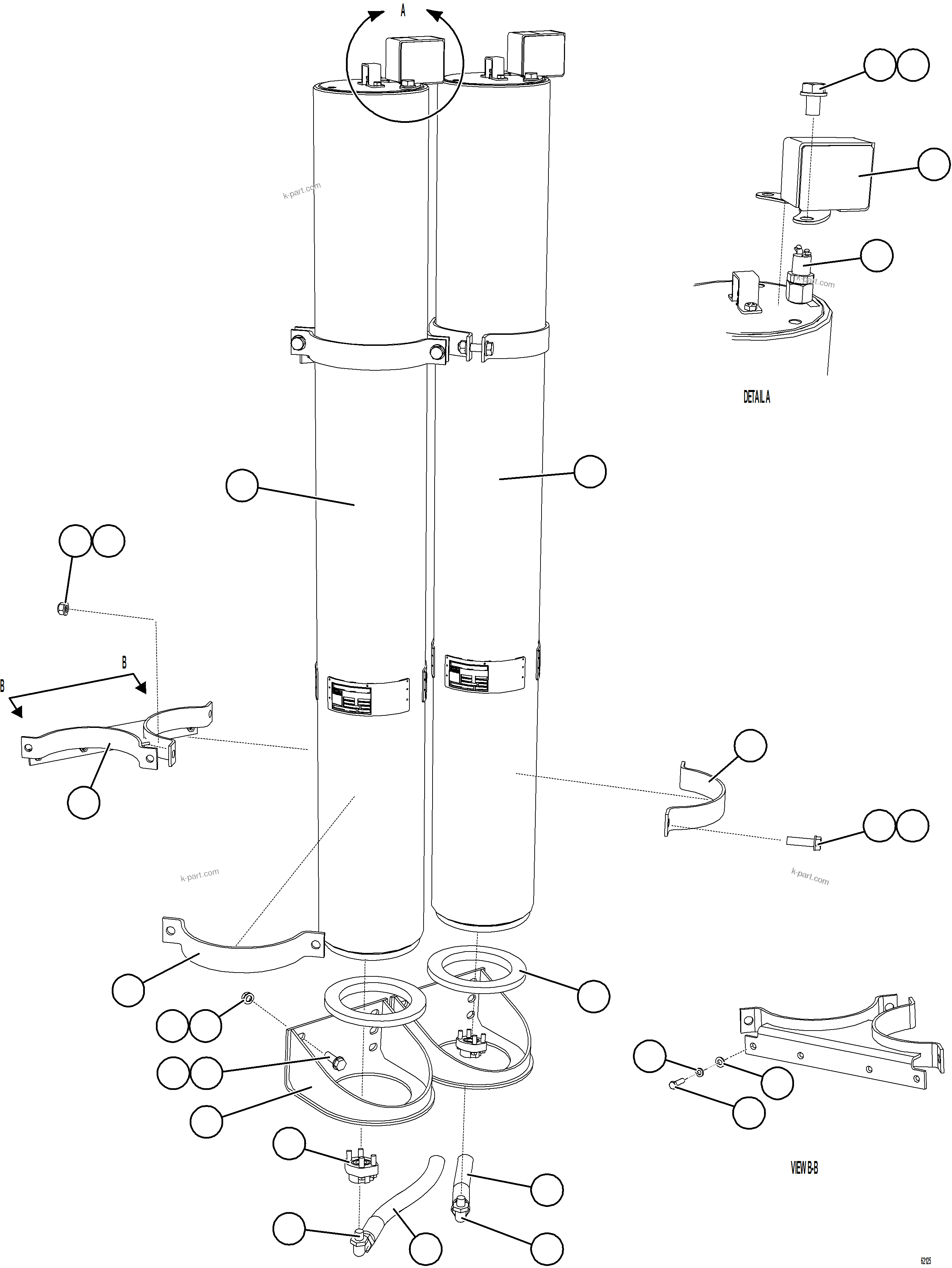 Komatsu parts book diagram for AFE59-GP 930E-4 S/N A31996, A32007, A32028 & A32036 - A32038  EPSA: STEERING ACCUMULATOR INSTALL