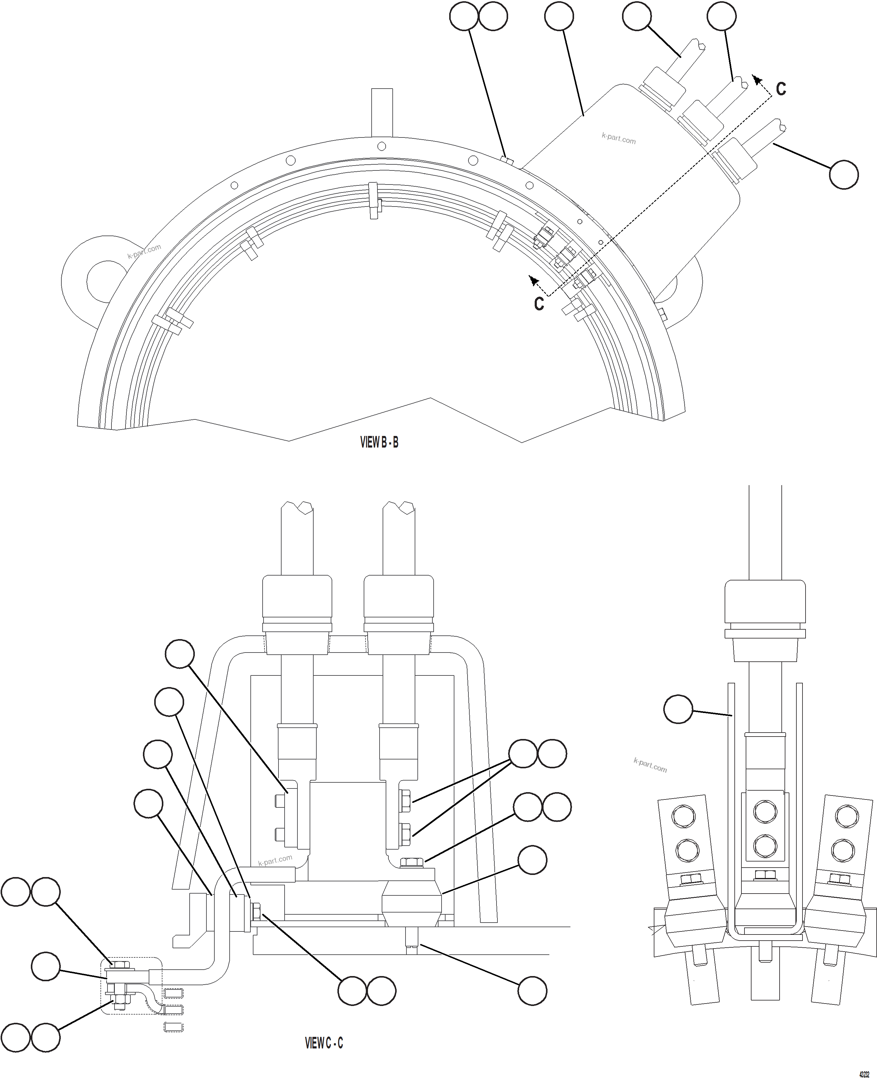 Komatsu parts book diagram for AFE59-GP 930E-4 S/N A31996, A32007, A32028 & A32036 - A32038  EPSA: ALTERNATOR - MAIN ELECTRICAL CONNECTION