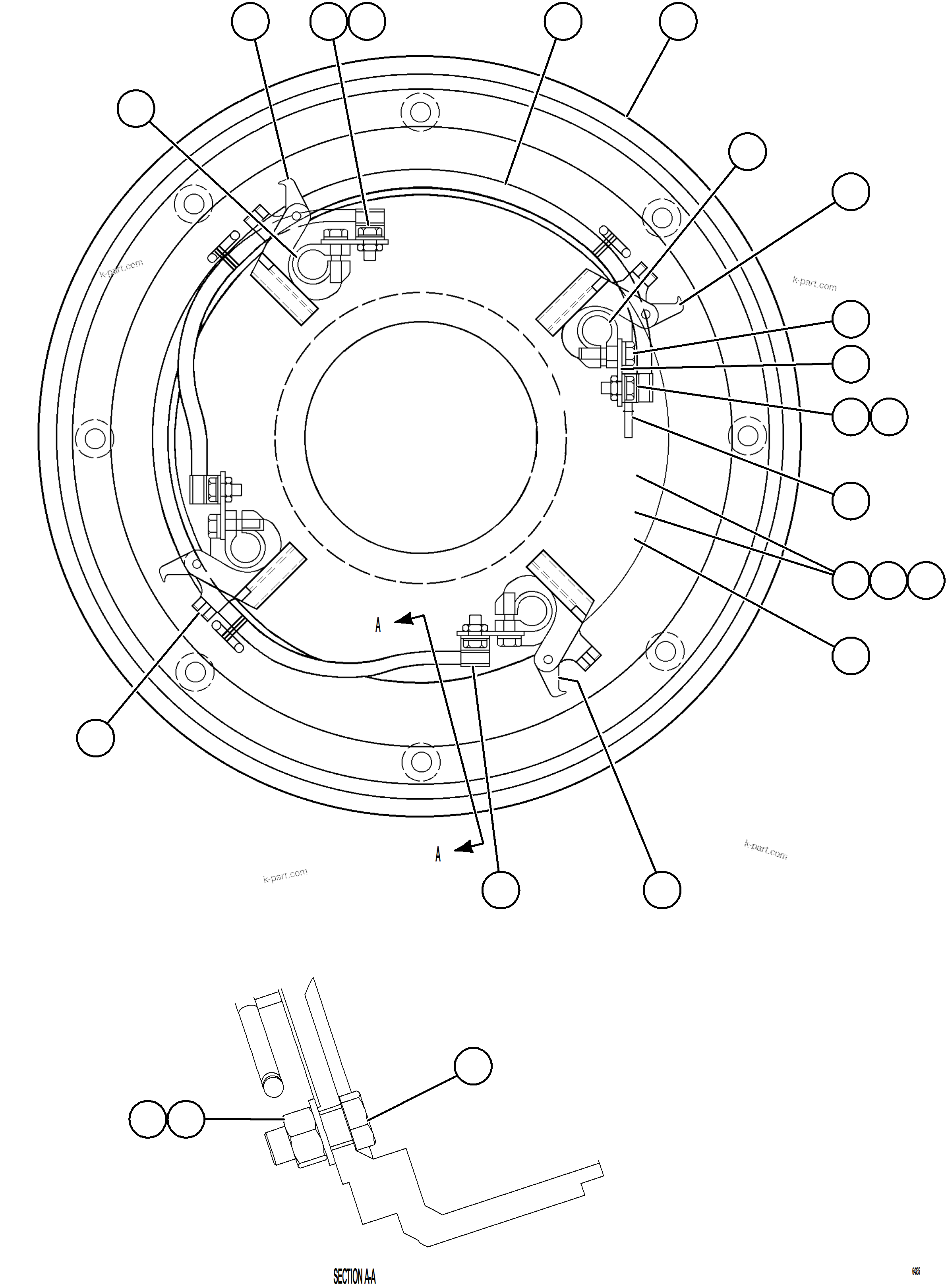 Komatsu parts book diagram for AFE59-GP 930E-4 S/N A31996, A32007, A32028 & A32036 - A32038  EPSA: BLOWER MOTOR (BRUSH HOLDER WIRING)     XA4146