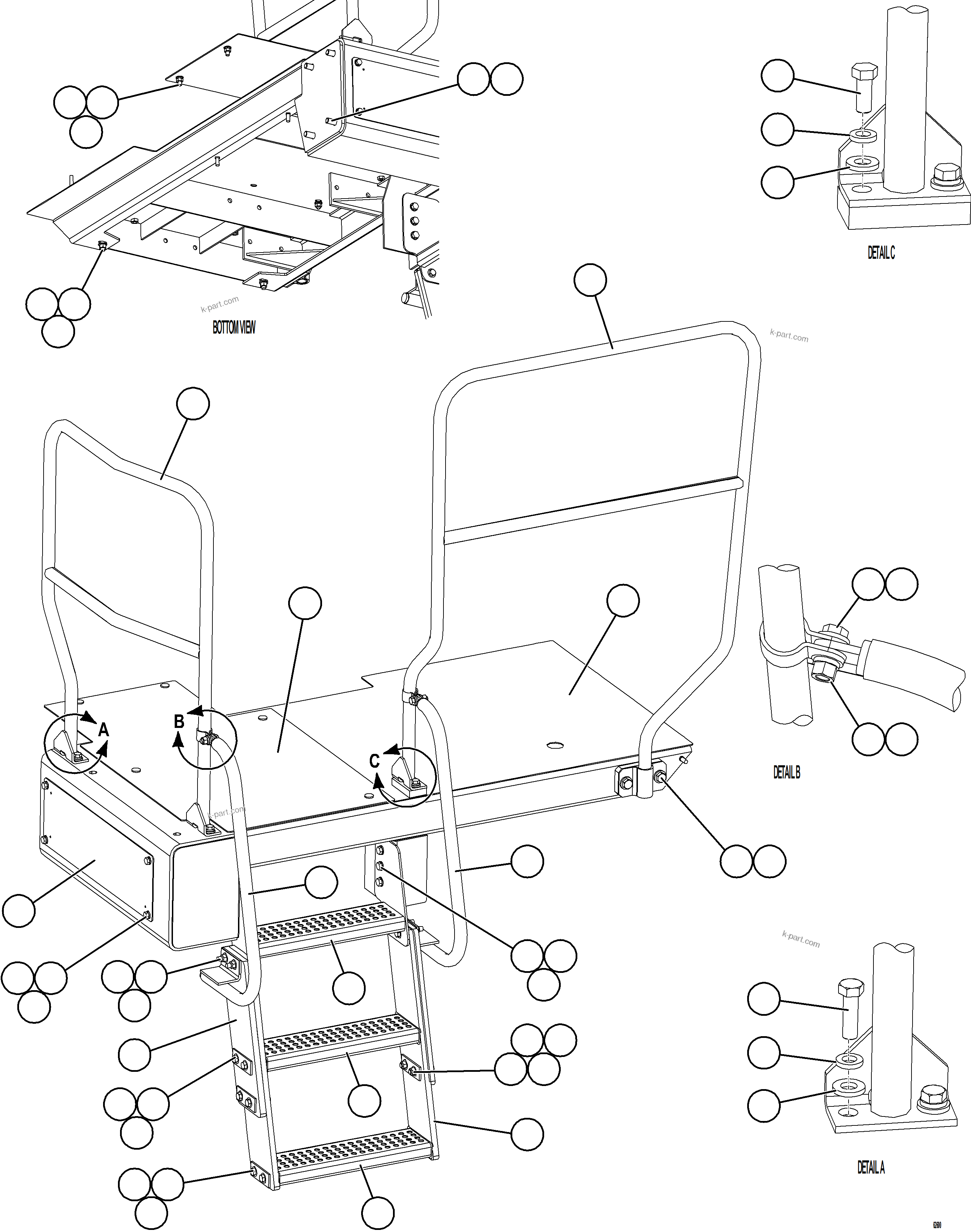 Komatsu parts book diagram for AFE59-GY 930E-4 S/N A32045 - A32046 & A32058 - A32061 VALE CARAJAS: LH STEPS & PLATFORM