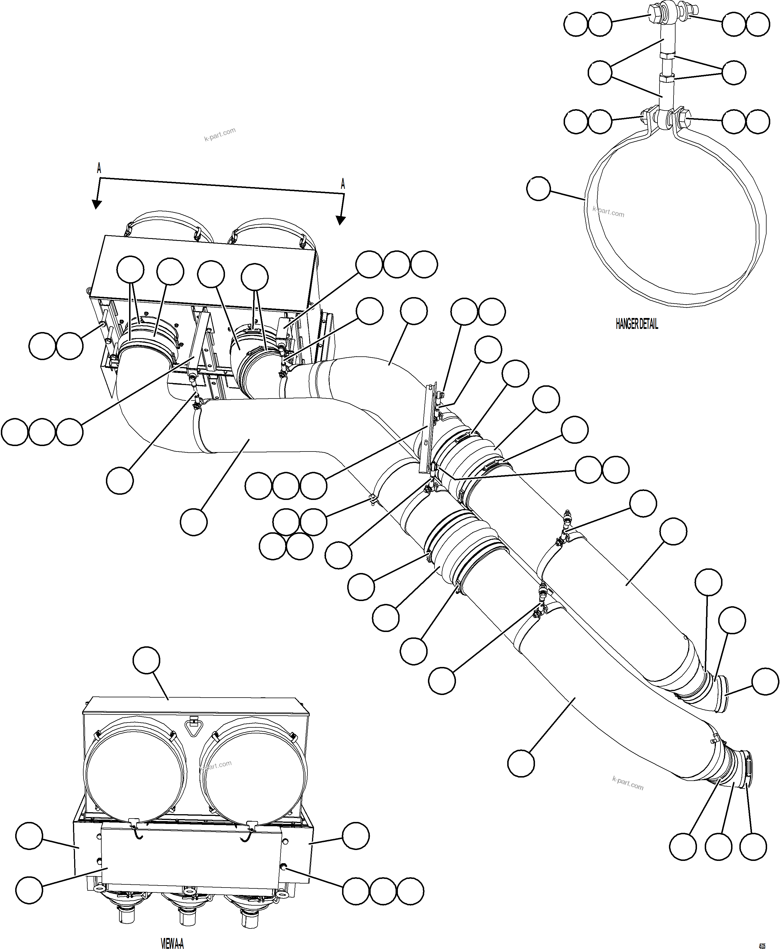 Komatsu parts book diagram for AFE59-GY 930E-4 S/N A32045 - A32046 & A32058 - A32061 VALE CARAJAS: AIR CLEANER PIPING & INSTALLATION - LH