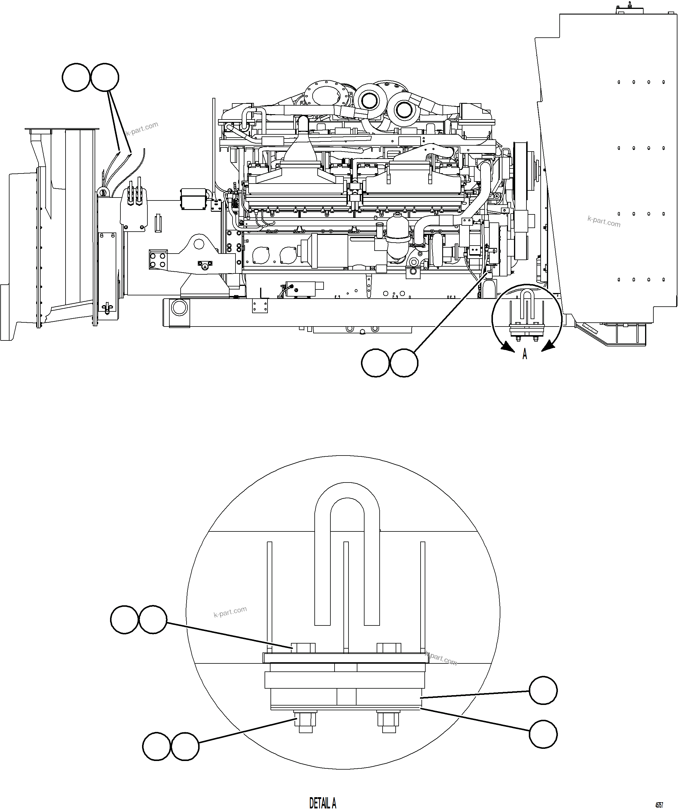 Komatsu parts book diagram for AFE59-GY 930E-4 S/N A32045 - A32046 & A32058 - A32061 VALE CARAJAS: ENGINE/SUB-FRAME MOUNTS