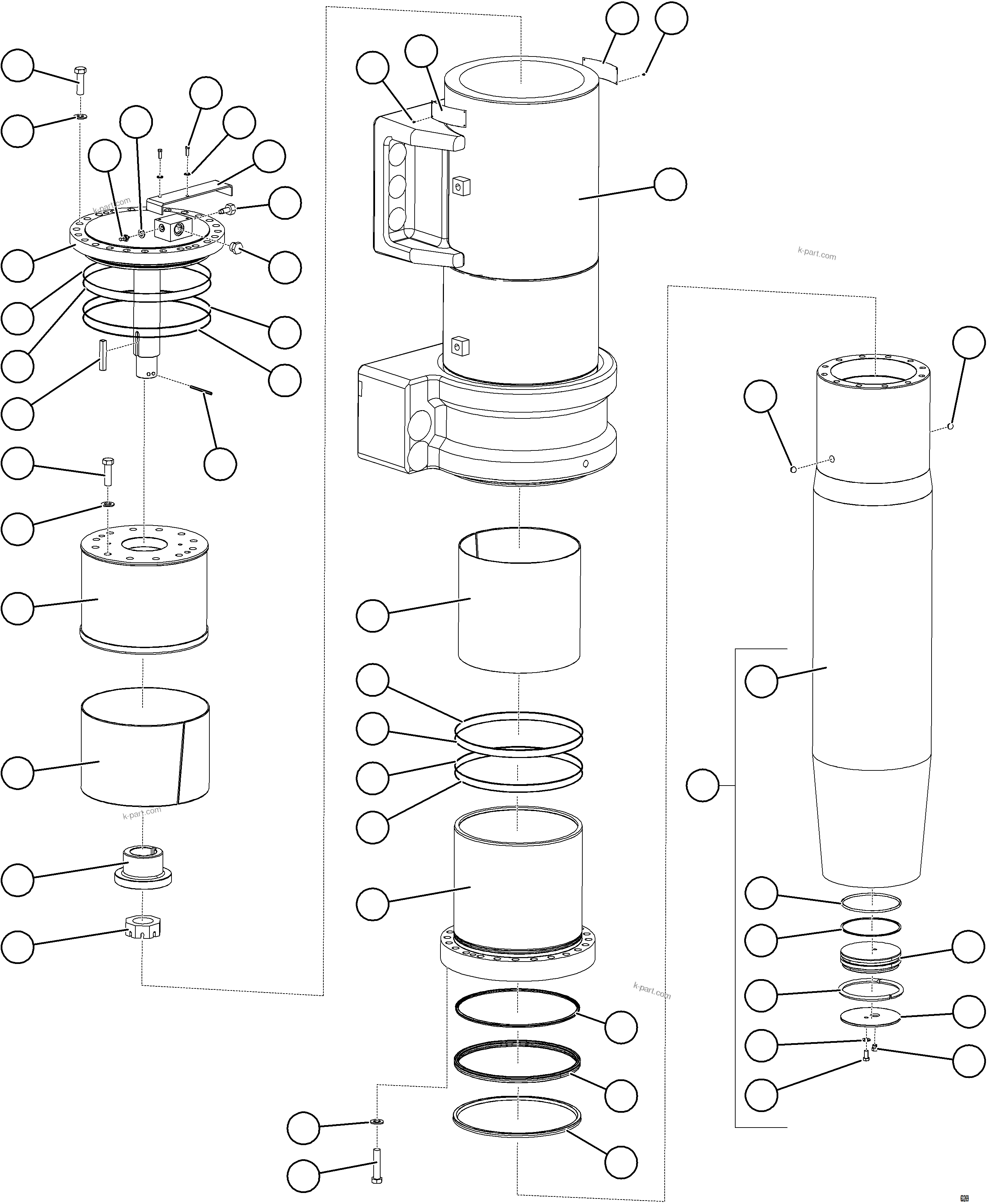 Komatsu parts book diagram for AFE59-GY 930E-4 S/N A32045 - A32046 & A32058 - A32061 VALE CARAJAS: FRONT SUSPENSION ASSEMBLY        58F-50-00101