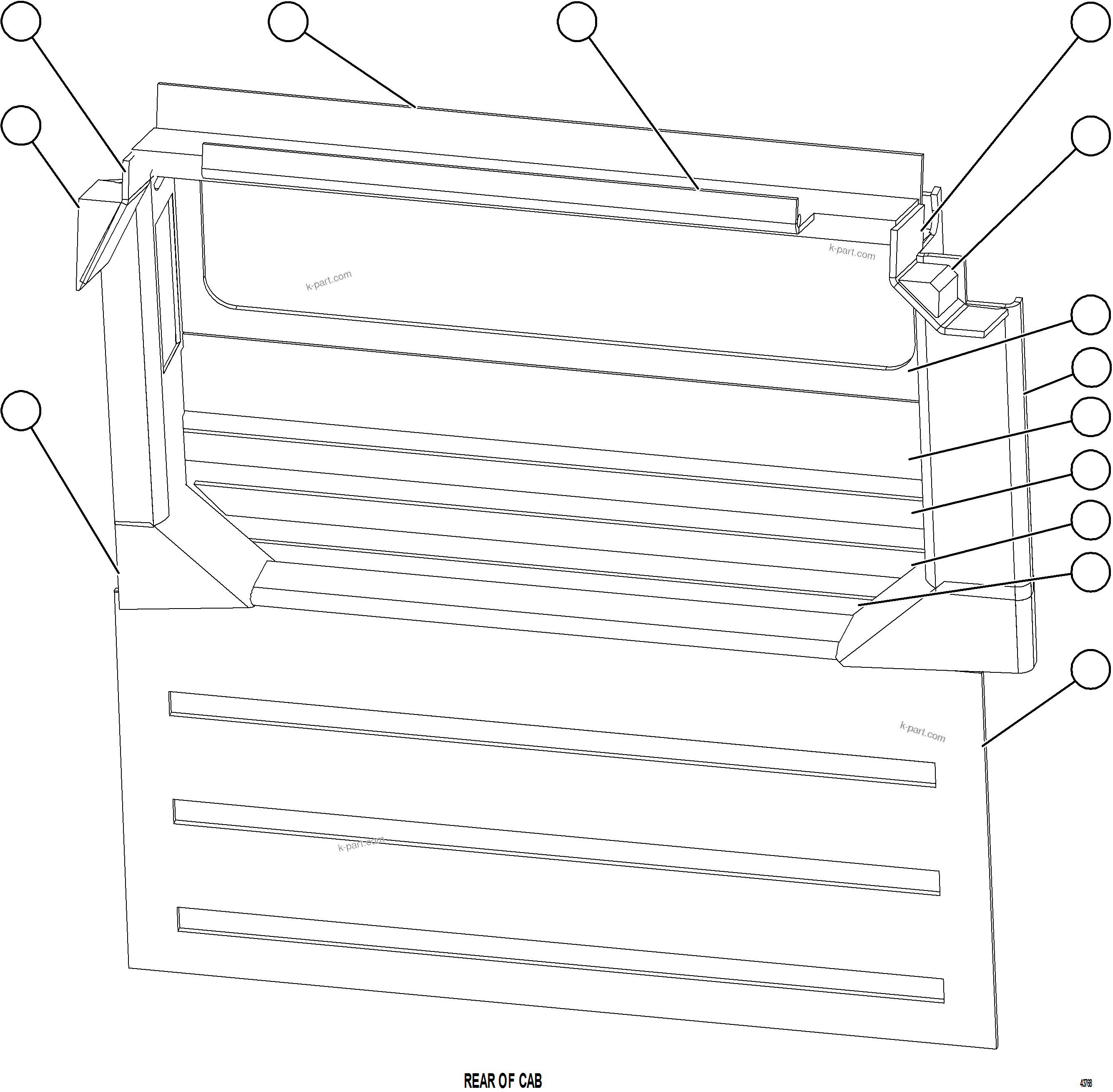 Komatsu parts book diagram for AFE59-GY 930E-4 S/N A32045 - A32046 & A32058 - A32061 VALE CARAJAS: CAB VINYL    1/2