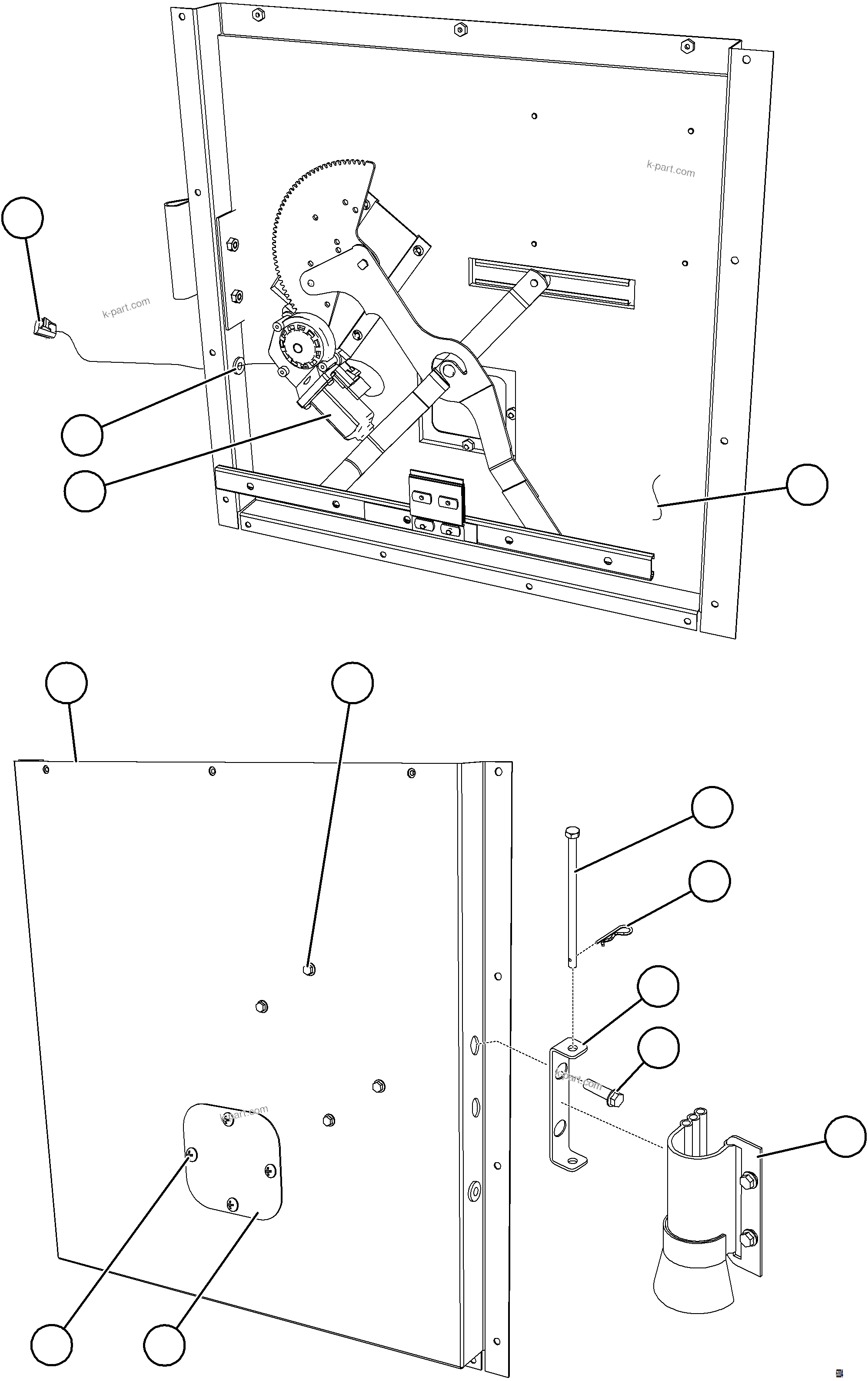 Komatsu parts book diagram for AFE59-GY 930E-4 S/N A32045 - A32046 & A32058 - A32061 VALE CARAJAS: INNER DOOR PANEL - RH   58E-54-10111
