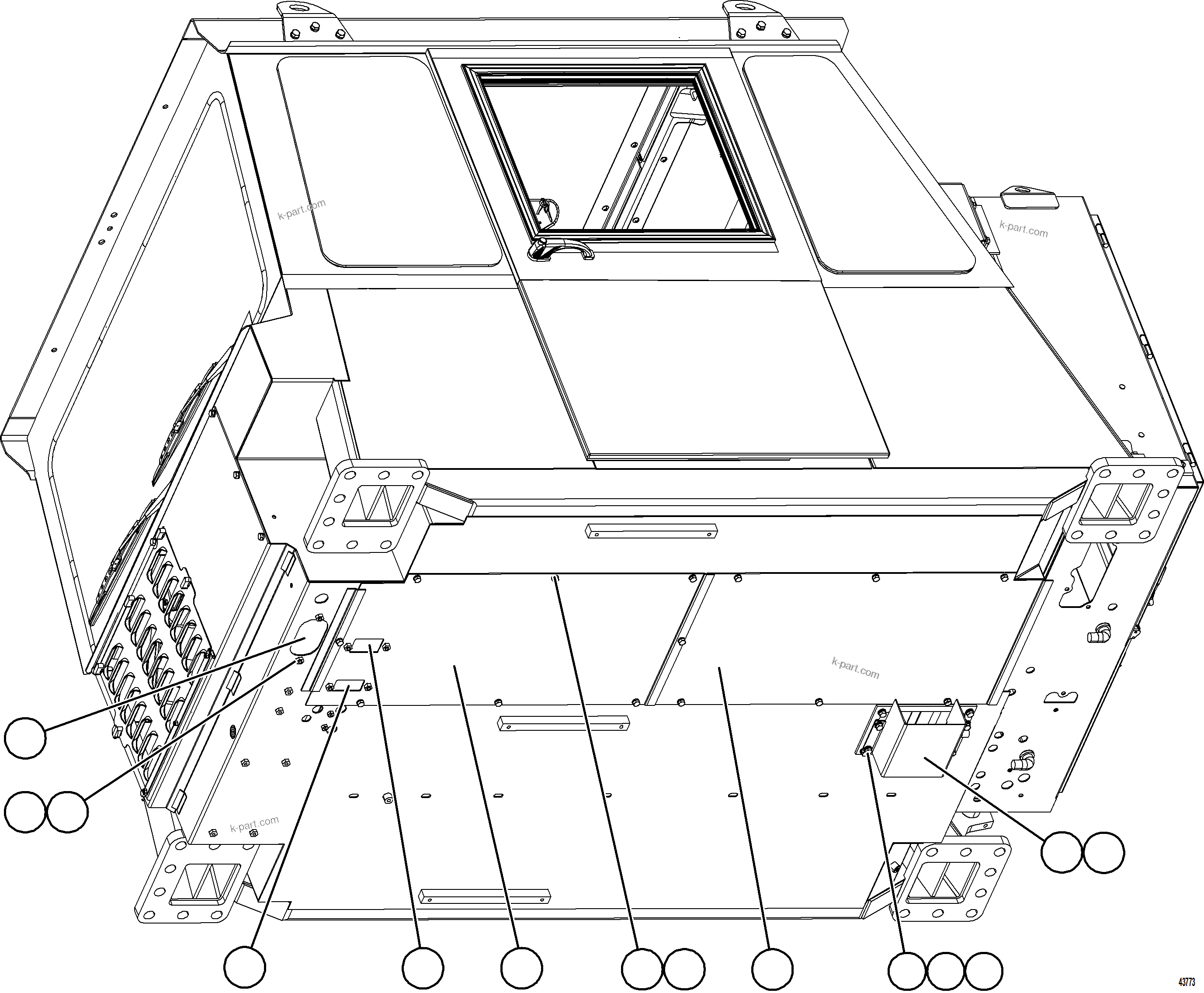Komatsu parts book diagram for AFE59-GY 930E-4 S/N A32045 - A32046 & A32058 - A32061 VALE CARAJAS: CAB ACCESS COVERS    2/2