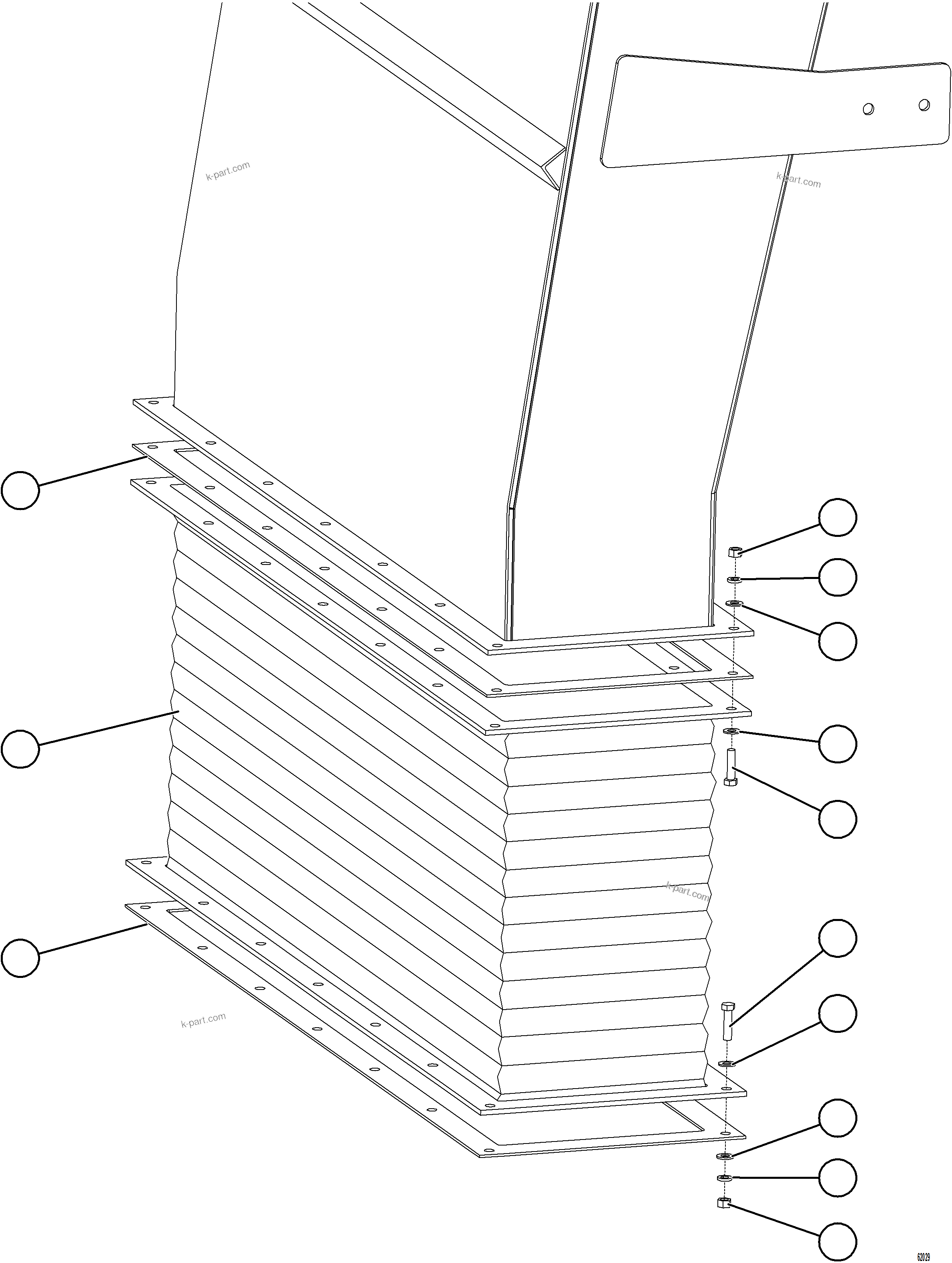 Komatsu parts book diagram for AFE59-GY 930E-4 S/N A32045 - A32046 & A32058 - A32061 VALE CARAJAS: BLOWER INLET DUCT TRANSITION INSTALLATION