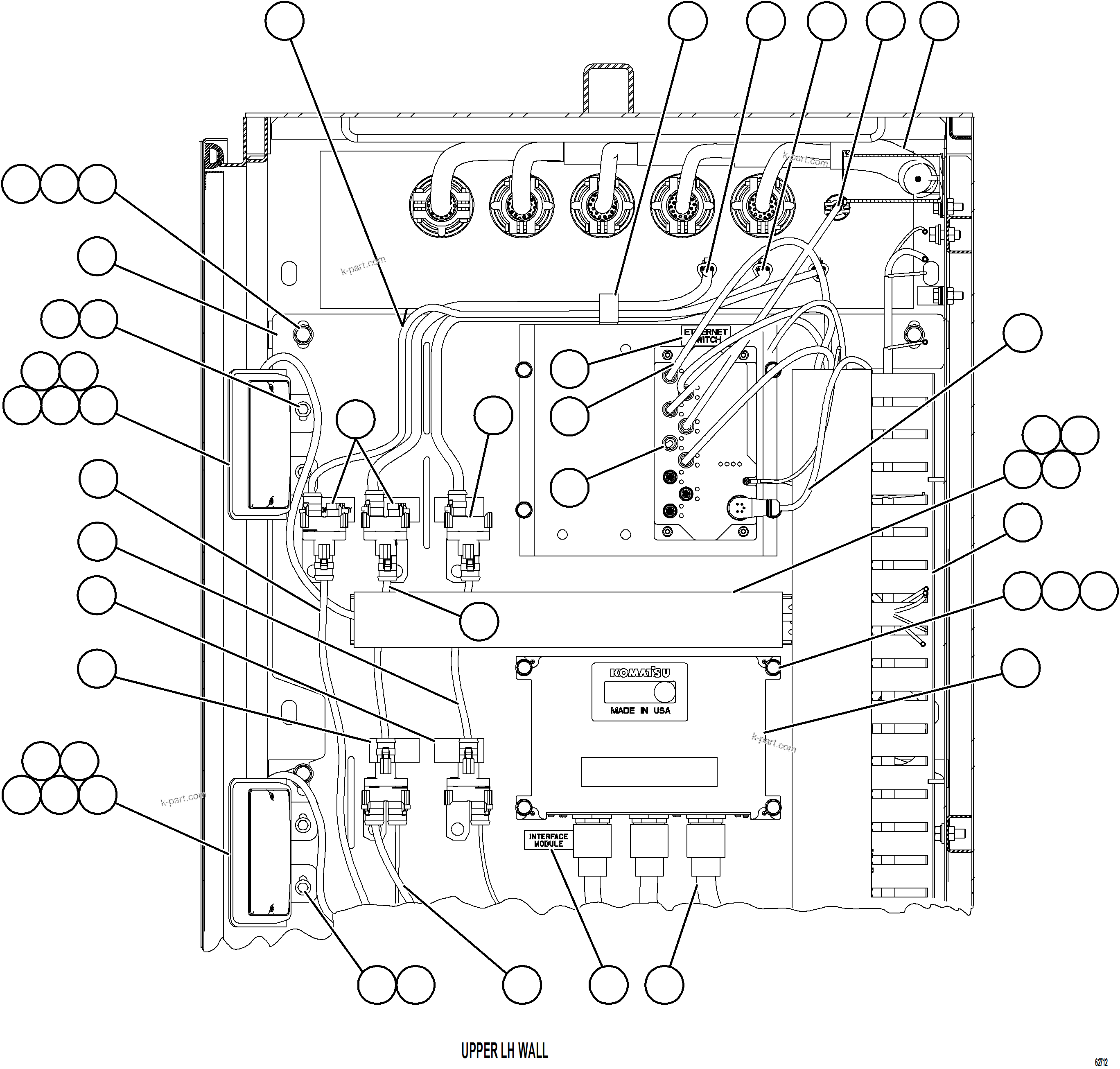Komatsu parts book diagram for AFE59-GY 930E-4 S/N A32045 - A32046 & A32058 - A32061 VALE CARAJAS: AUXILIARY CONTROL CABINET COMPONENTS - LH WALL 1/2