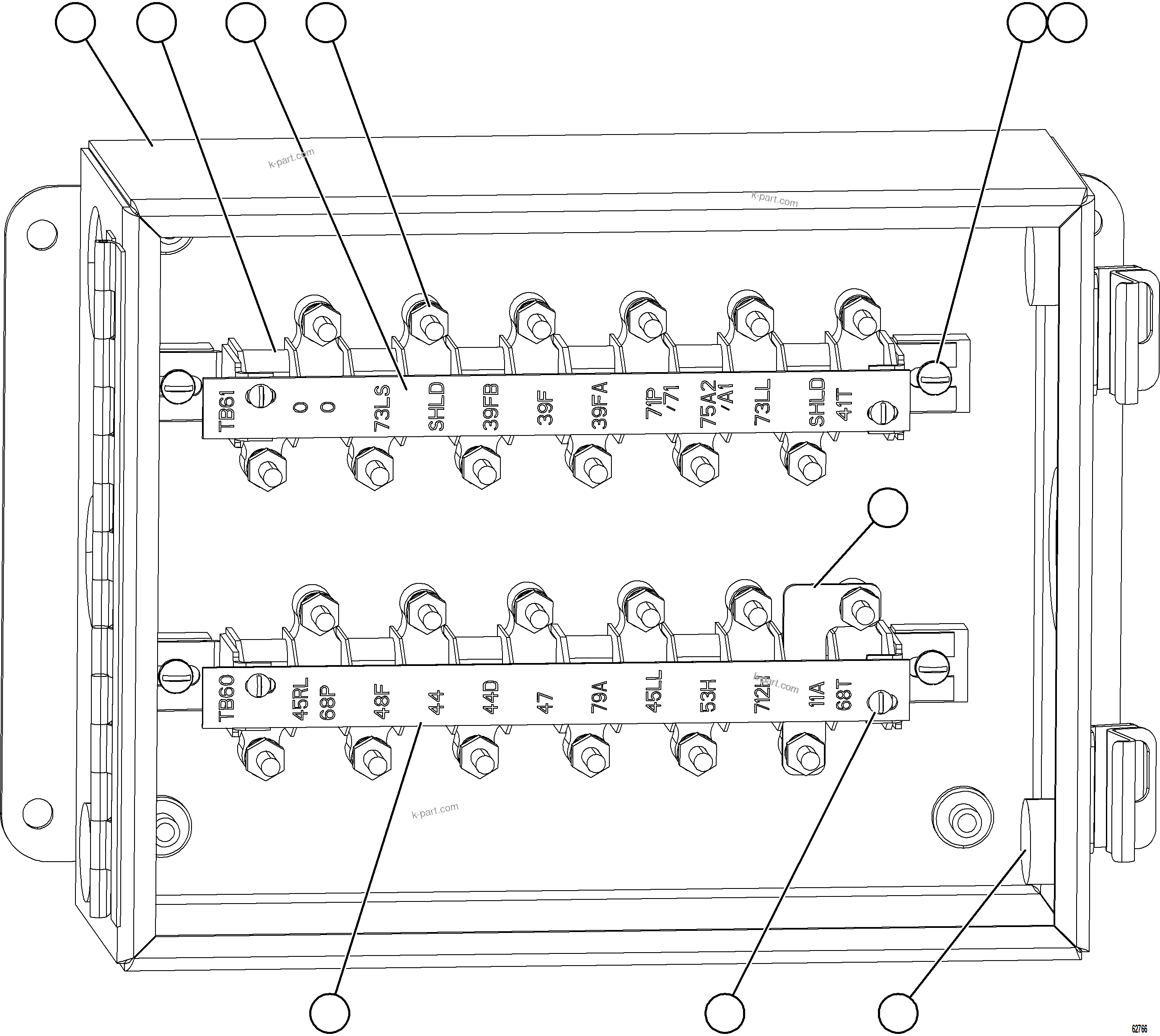Komatsu parts book diagram for AFE59-GY 930E-4 S/N A32045 - A32046 & A32058 - A32061 VALE CARAJAS: JUNCTION BOX ASSEMBLY - REAR      58F-06-80000