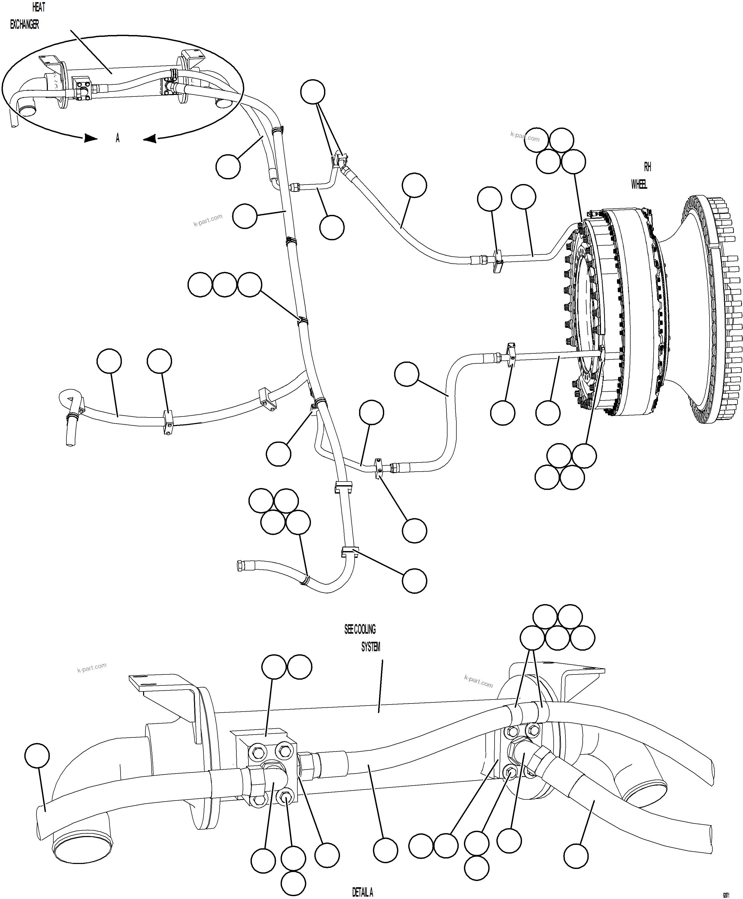 Komatsu parts book diagram for AFE59-GY 930E-4 S/N A32045 - A32046 & A32058 - A32061 VALE CARAJAS: BRAKE COOLING PIPING    2/3