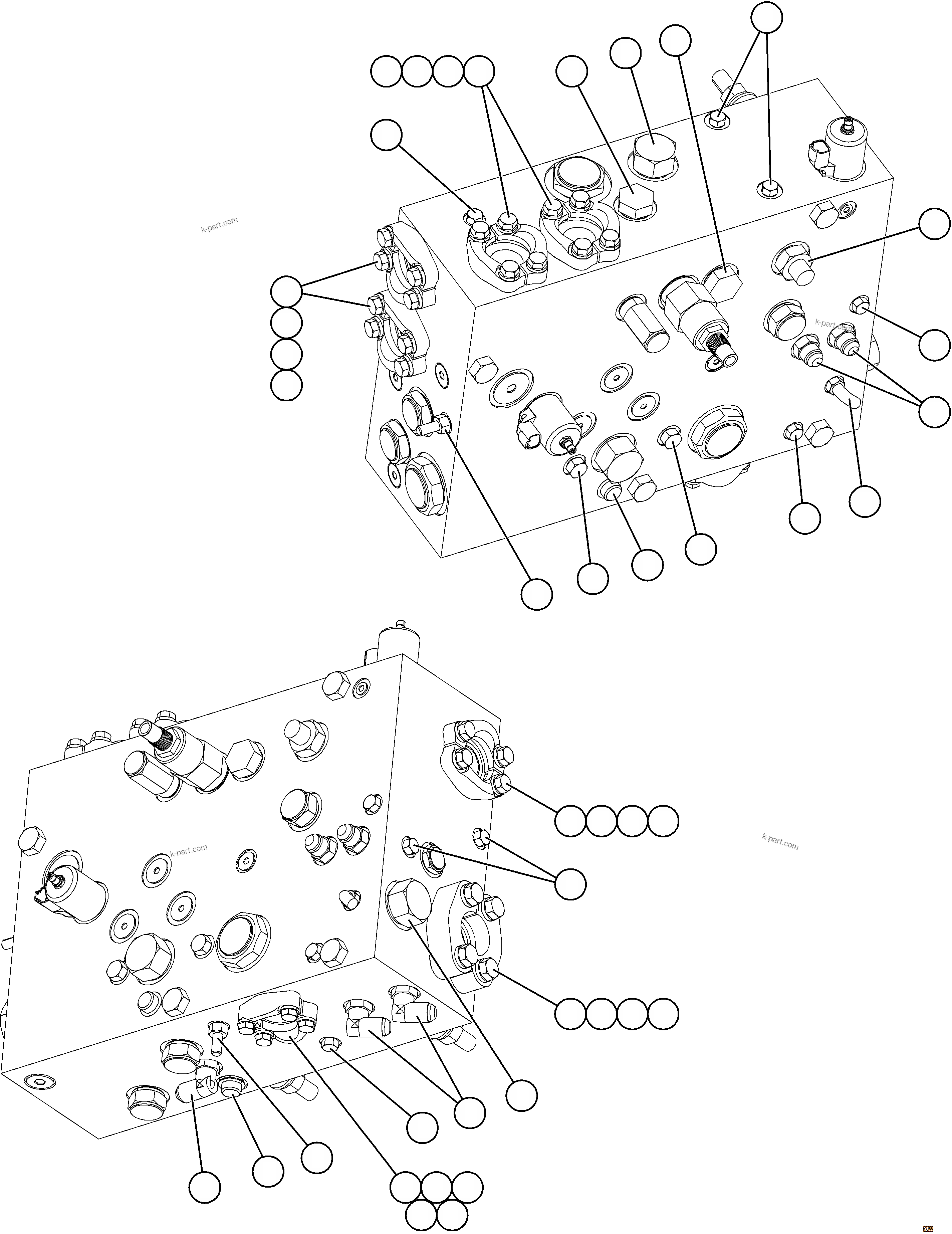 Komatsu parts book diagram for AFE59-GY 930E-4 S/N A32045 - A32046 & A32058 - A32061 VALE CARAJAS: BLEEDDOWN MANIFOLD PIPING