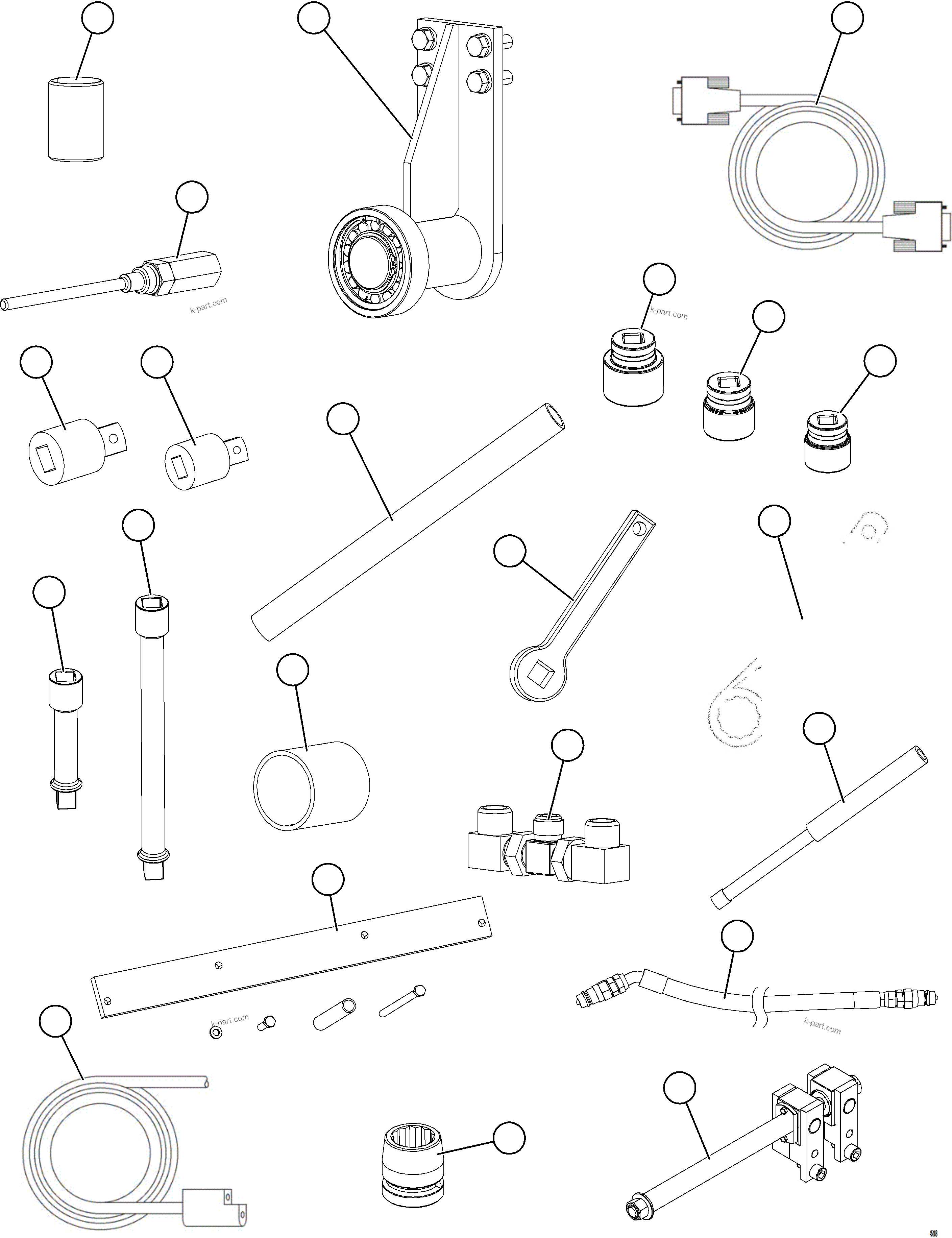 Komatsu parts book diagram for AFE59-GY 930E-4 S/N A32045 - A32046 & A32058 - A32061 VALE CARAJAS: TOOL GROUP   1/2