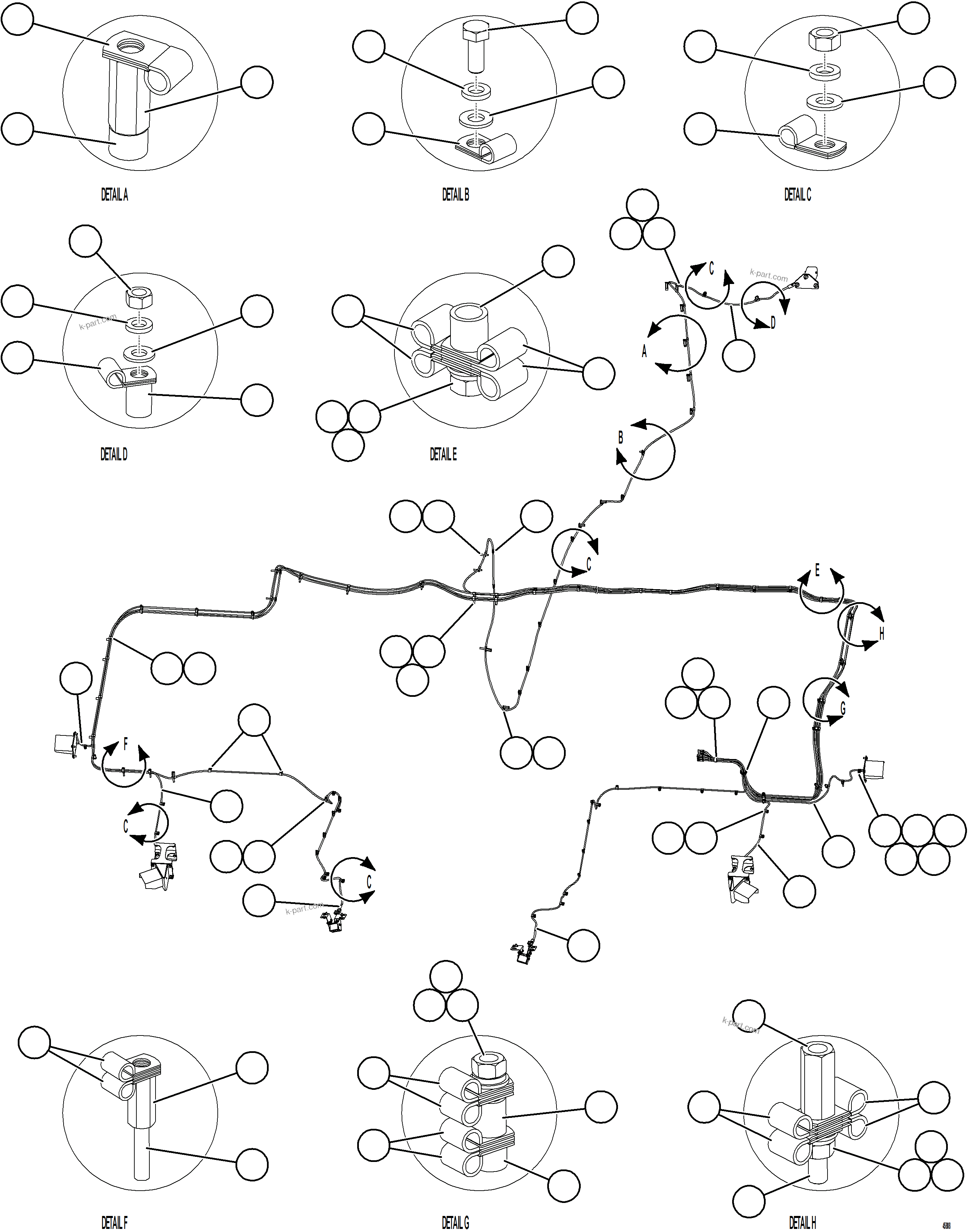 Komatsu parts book diagram for AFE59-GY 930E-4 S/N A32045 - A32046 & A32058 - A32061 VALE CARAJAS: KOMVISION CAMERA HARNESS ROUTING