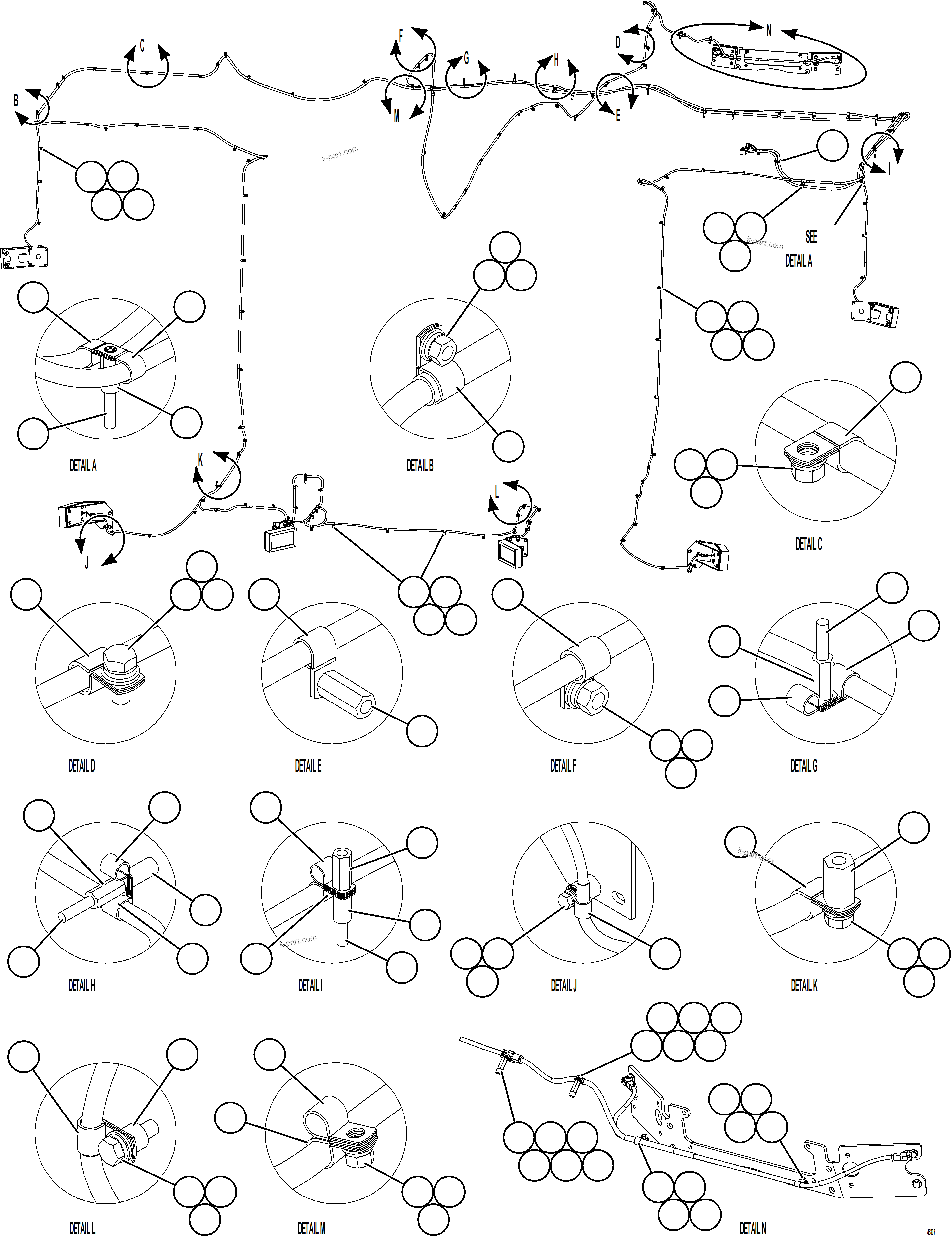 Komatsu parts book diagram for AFE59-GY 930E-4 S/N A32045 - A32046 & A32058 - A32061 VALE CARAJAS: KOMVISION RADAR HARNESS ROUTING