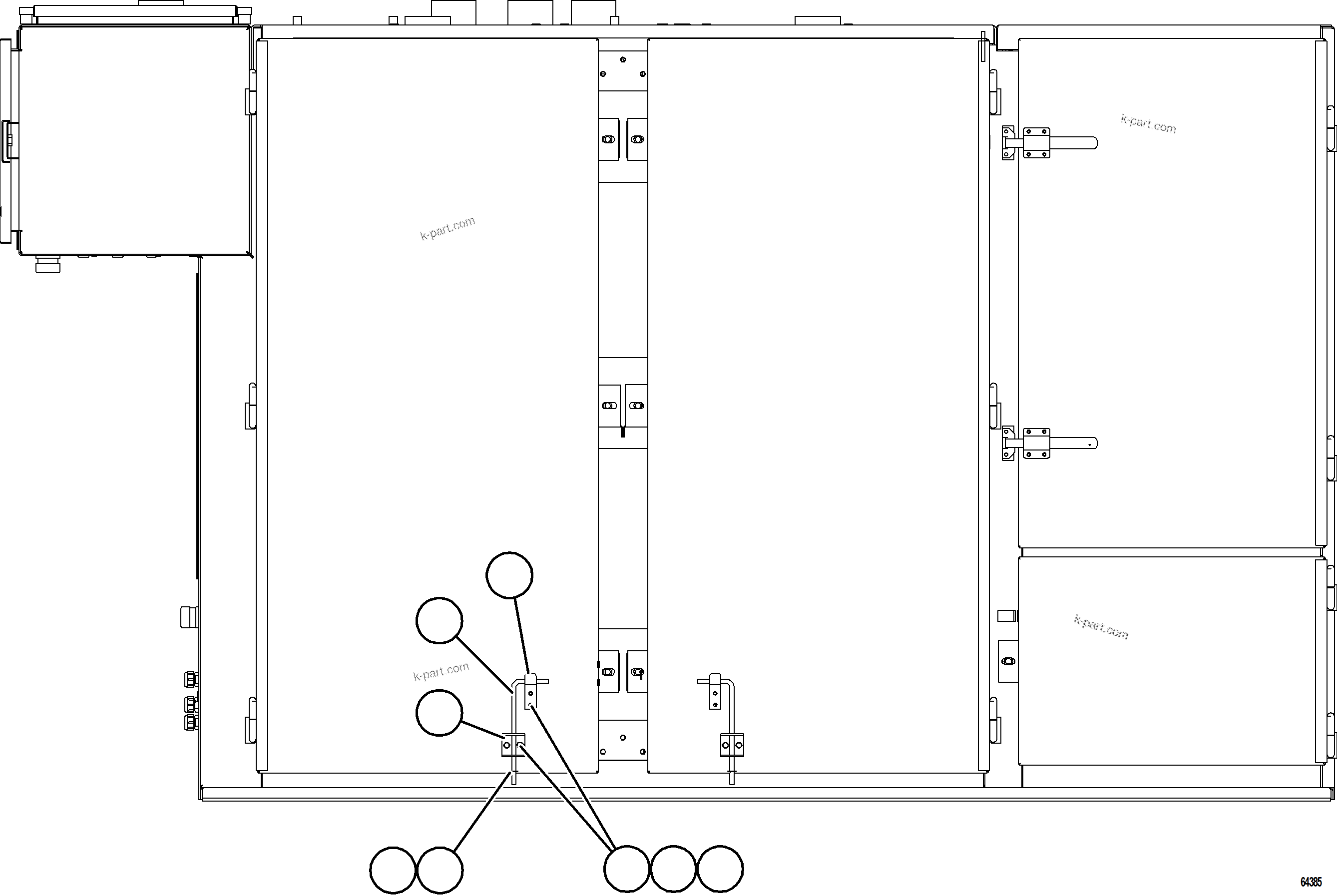 Komatsu parts book diagram for AFE59-GY 930E-4 S/N A32045 - A32046 & A32058 - A32061 VALE CARAJAS: CONTROL CABINET - DOOR STOPS      58F-43-00033