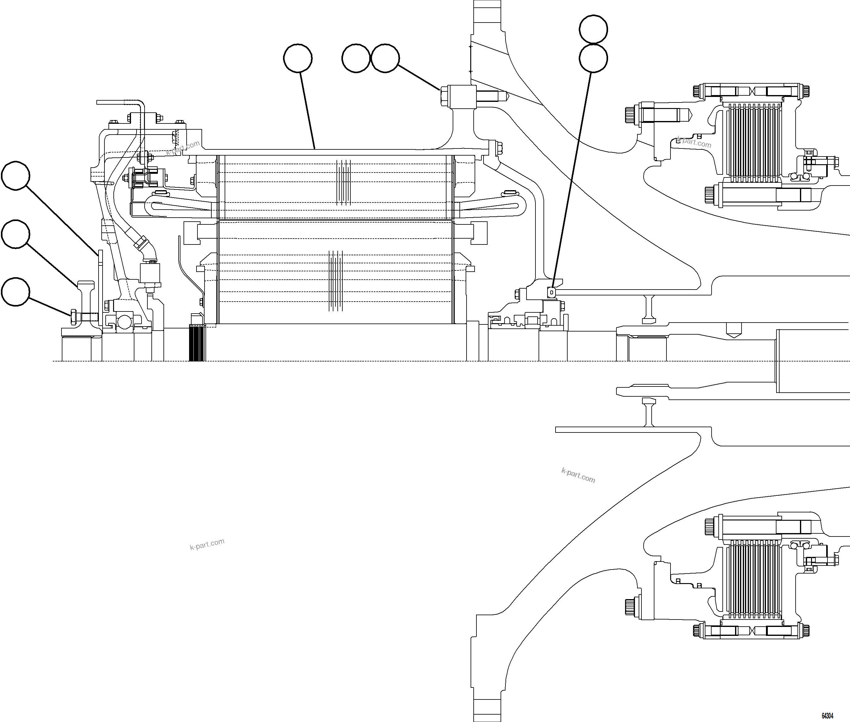 Komatsu parts book diagram for AFE59-GY 930E-4 S/N A32045 - A32046 & A32058 - A32061 VALE CARAJAS: WHEEL MOTOR ASSEMBLY      58F-30-00001