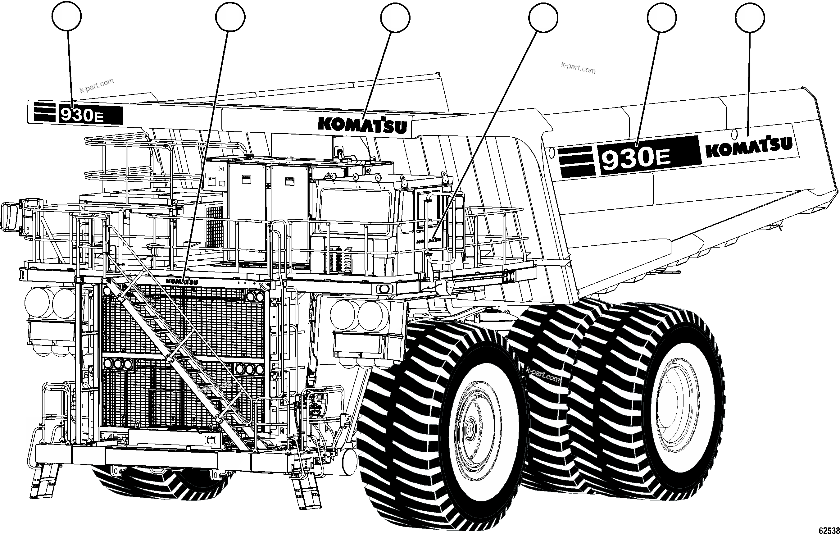 Komatsu parts book diagram for AFE59-HF 930E-4 S/N A32095 & A32101 MOGALAKWENA: DECALS & WARNINGS    5/5