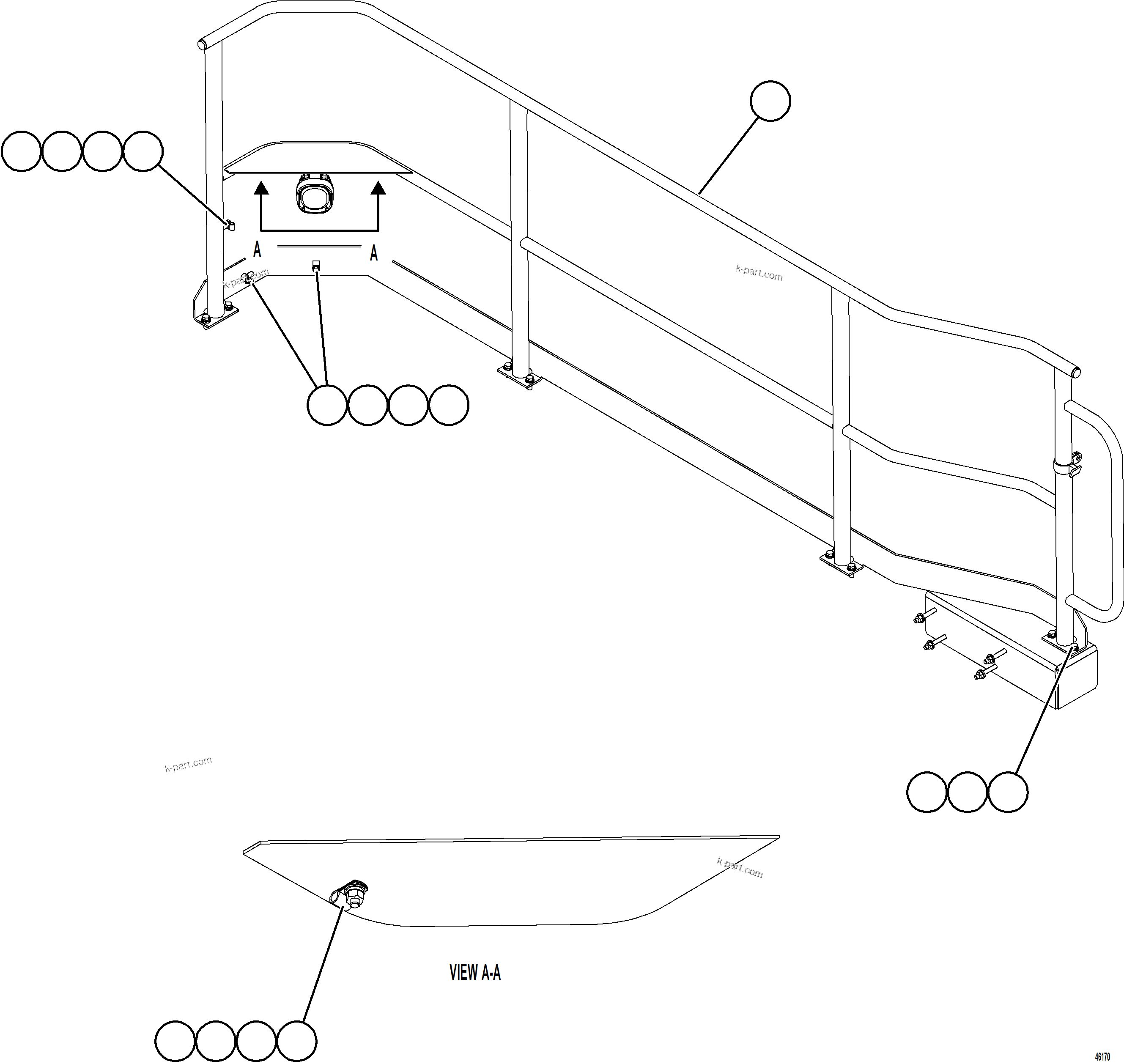 Komatsu parts book diagram for AFE59-HF 930E-4 S/N A32095 & A32101 MOGALAKWENA: GRILLE HANDRAIL