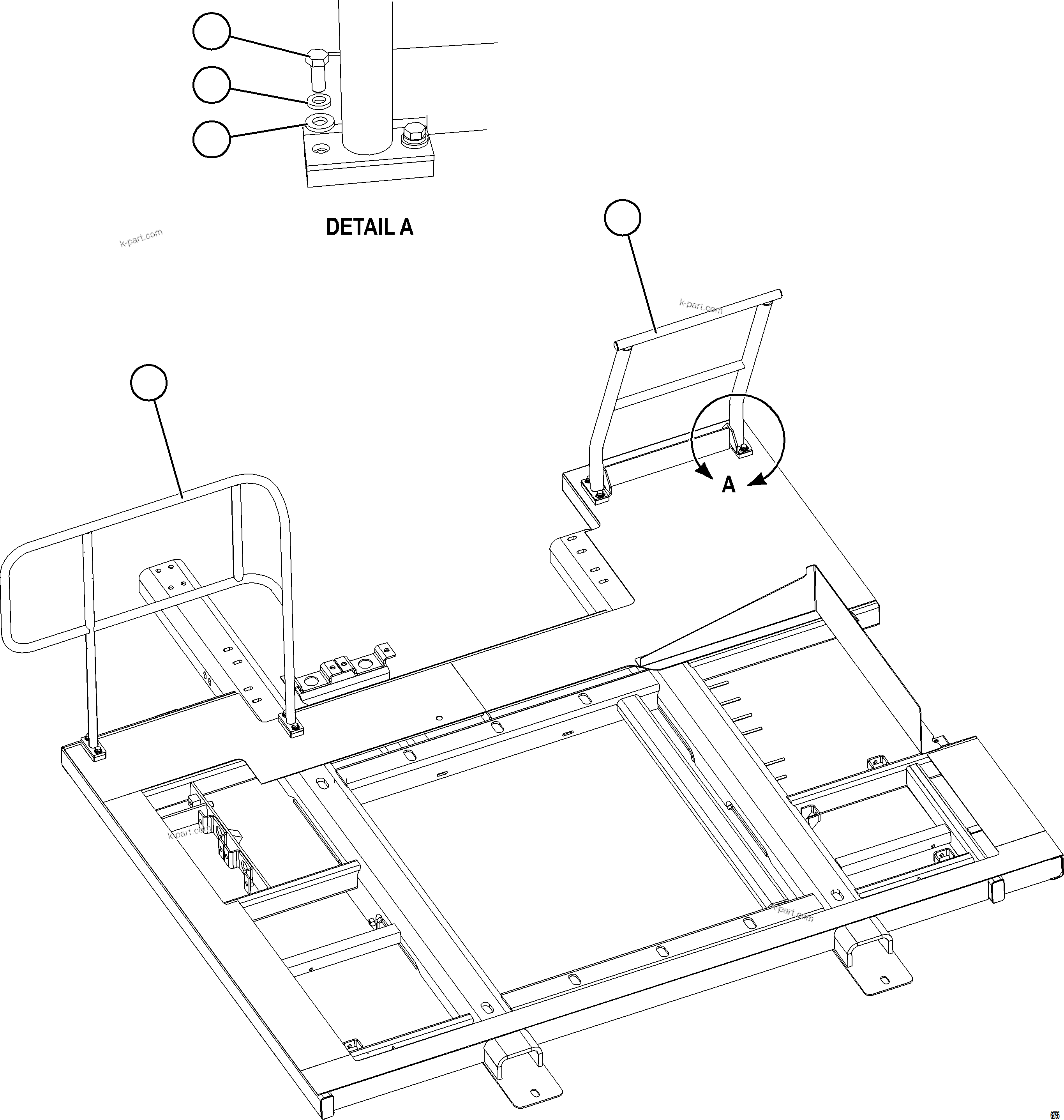 Komatsu parts book diagram for AFE59-HF 930E-4 S/N A32095 & A32101 MOGALAKWENA: CENTER DECK HANDRAILS