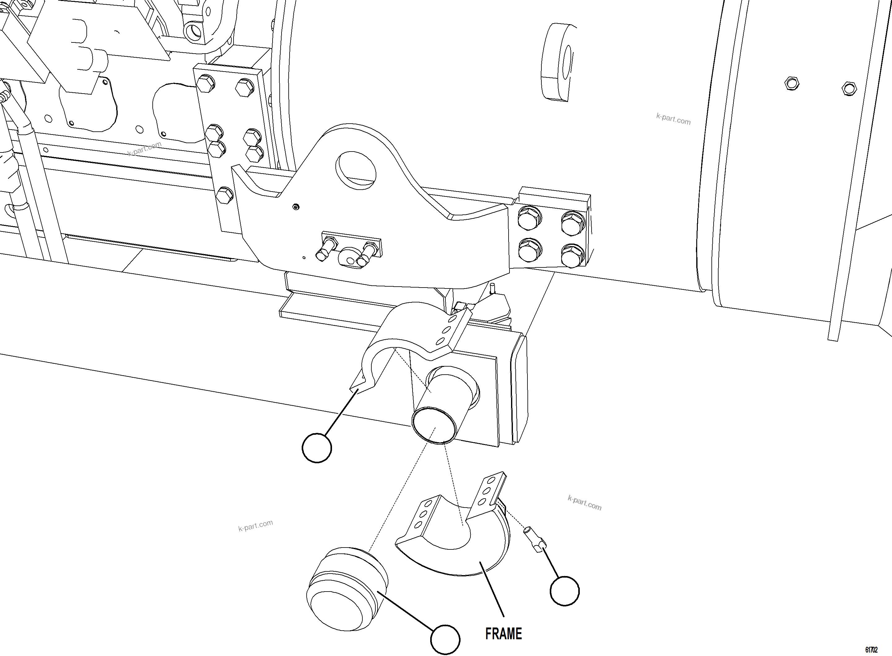 Komatsu parts book diagram for AFE59-HF 930E-4 S/N A32095 & A32101 MOGALAKWENA: SUB-FRAME CRADLE INSTALLATION