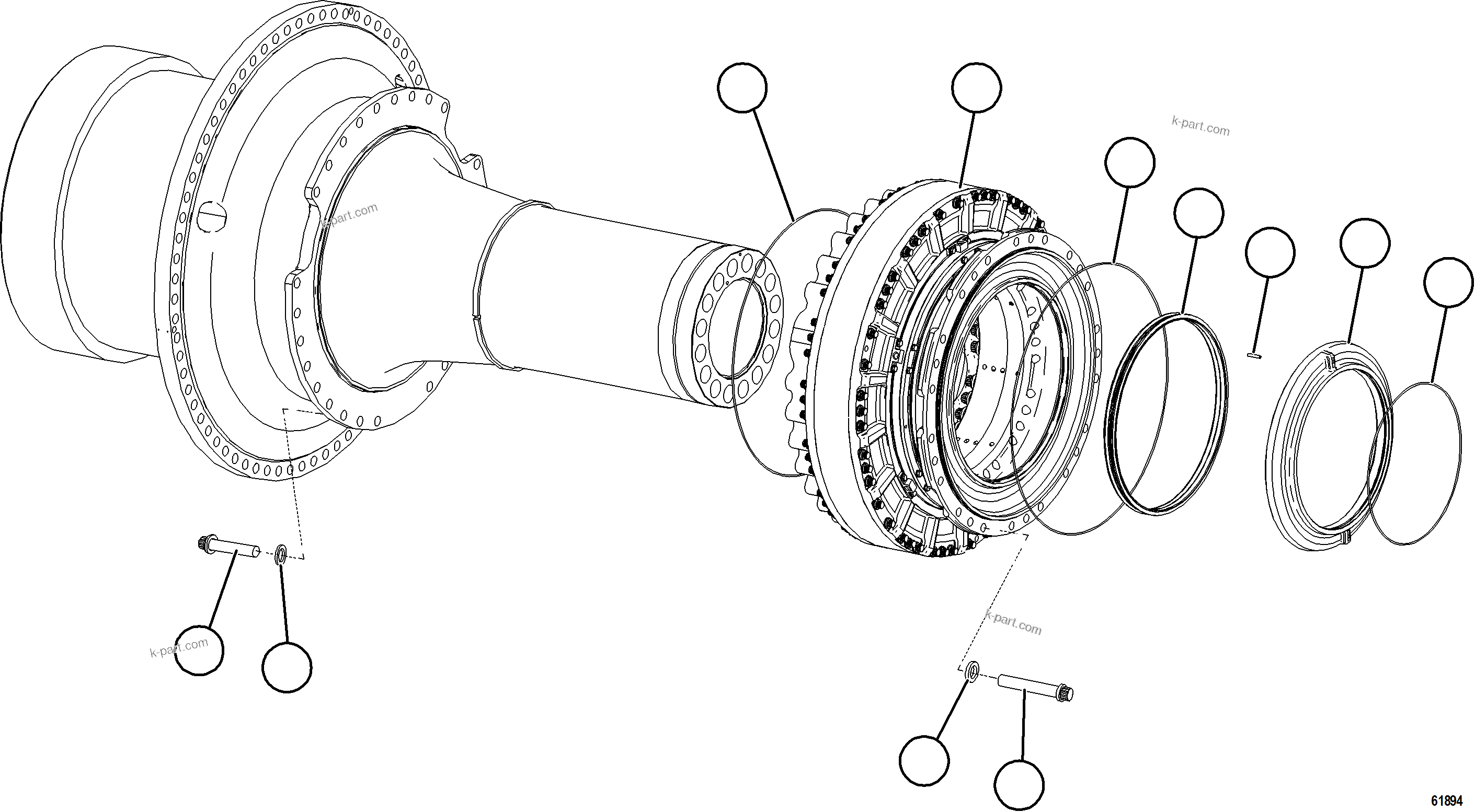 Komatsu parts book diagram for AFE59-HF 930E-4 S/N A32095 & A32101 MOGALAKWENA: REAR BRAKE MOUNTING