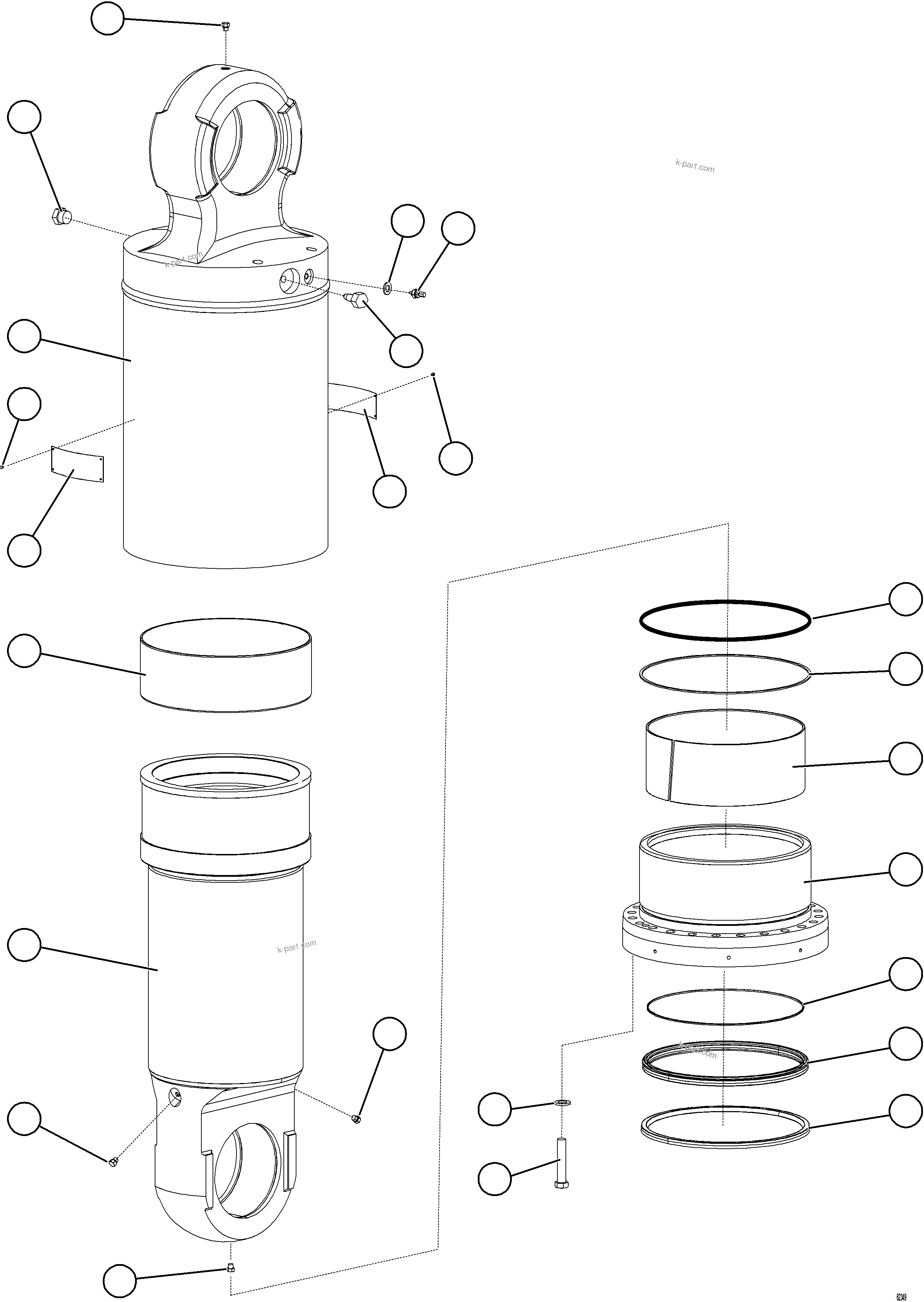 Komatsu parts book diagram for AFE59-HF 930E-4 S/N A32095 & A32101 MOGALAKWENA: REAR SUSPENSION ASSEMBLY           EM8846