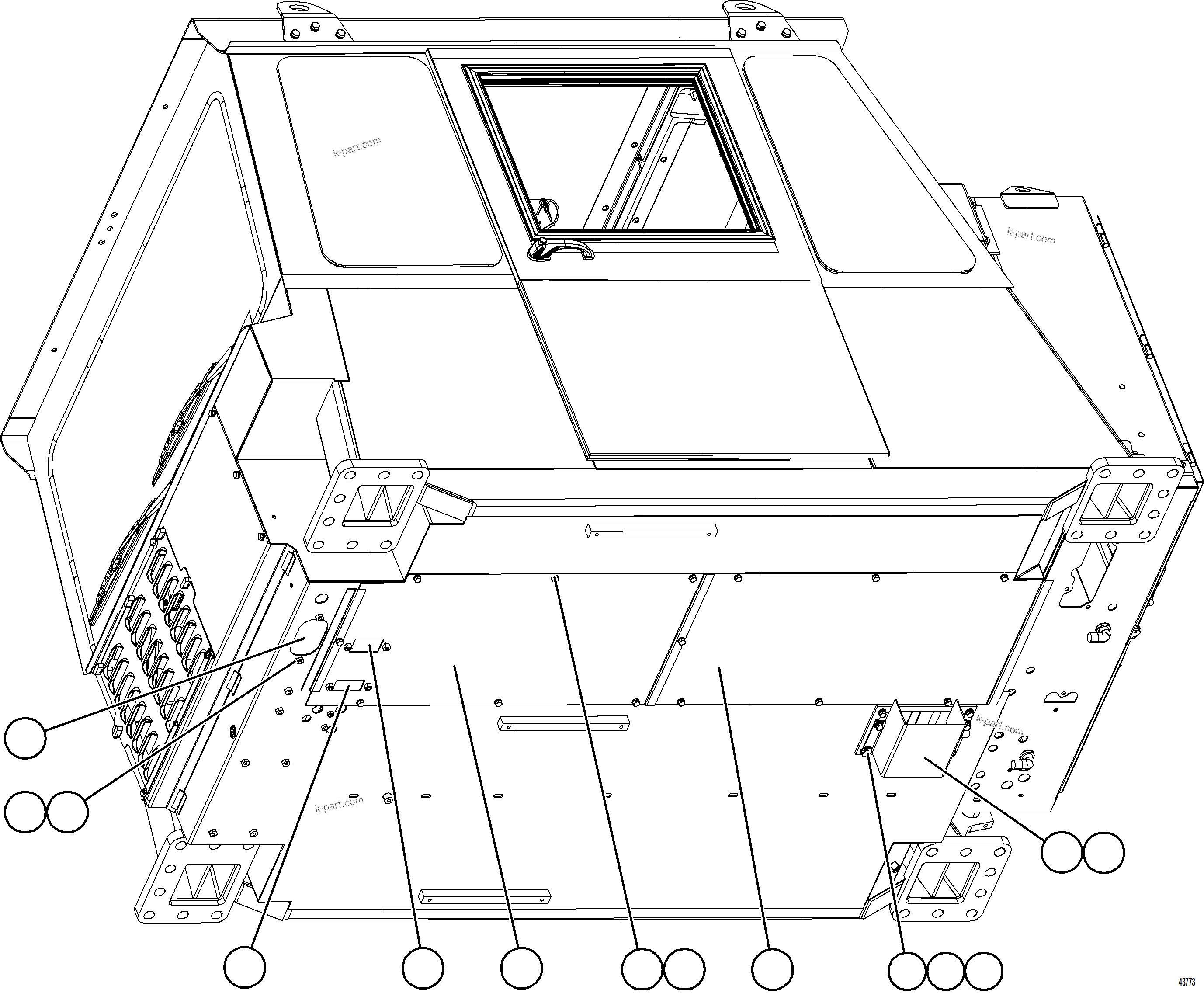 Komatsu parts book diagram for AFE59-HF 930E-4 S/N A32095 & A32101 MOGALAKWENA: CAB ACCESS COVERS    2/2