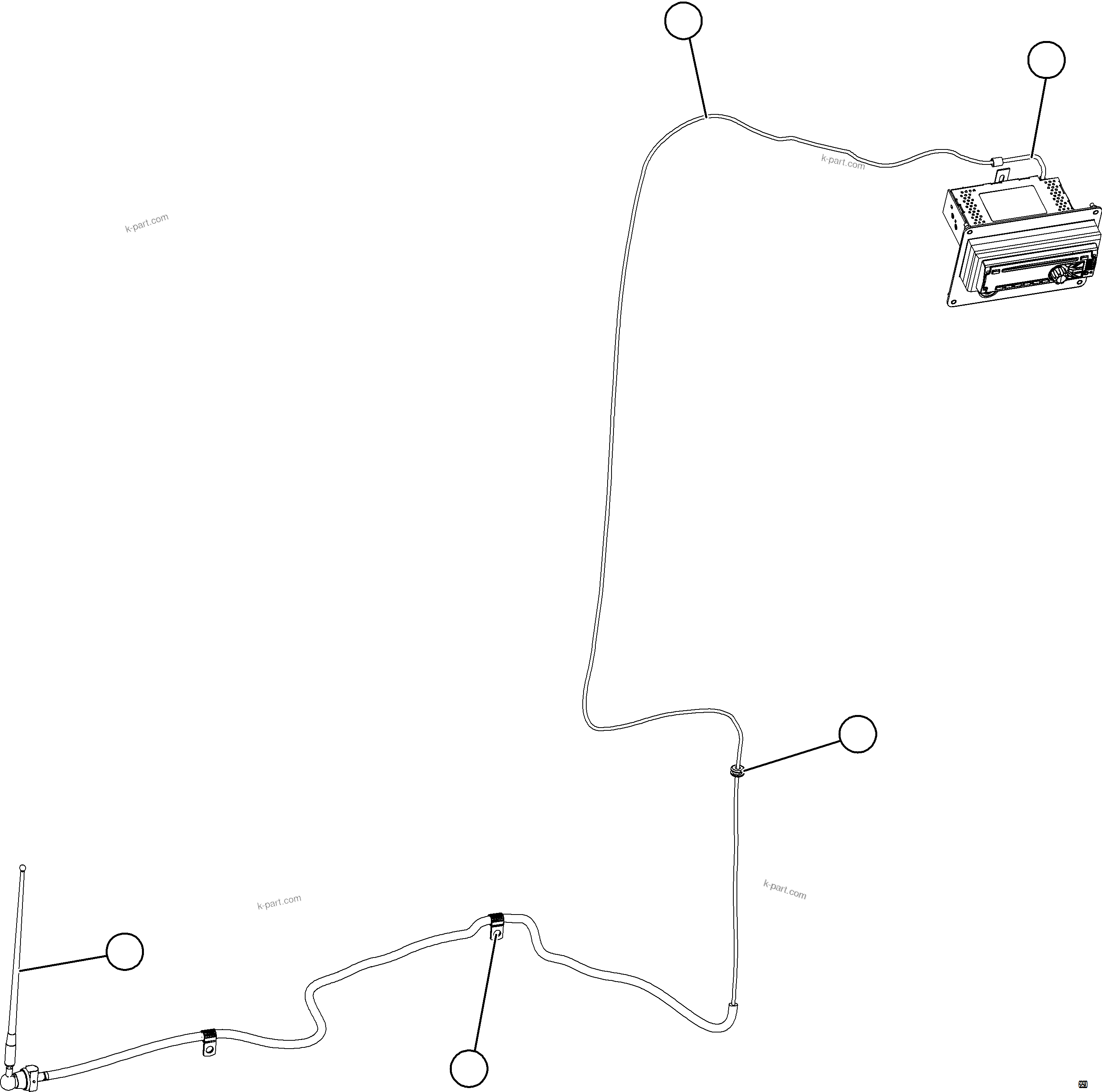 Komatsu parts book diagram for AFE59-HF 930E-4 S/N A32095 & A32101 MOGALAKWENA: RADIO ANTENNA INSTALLATION