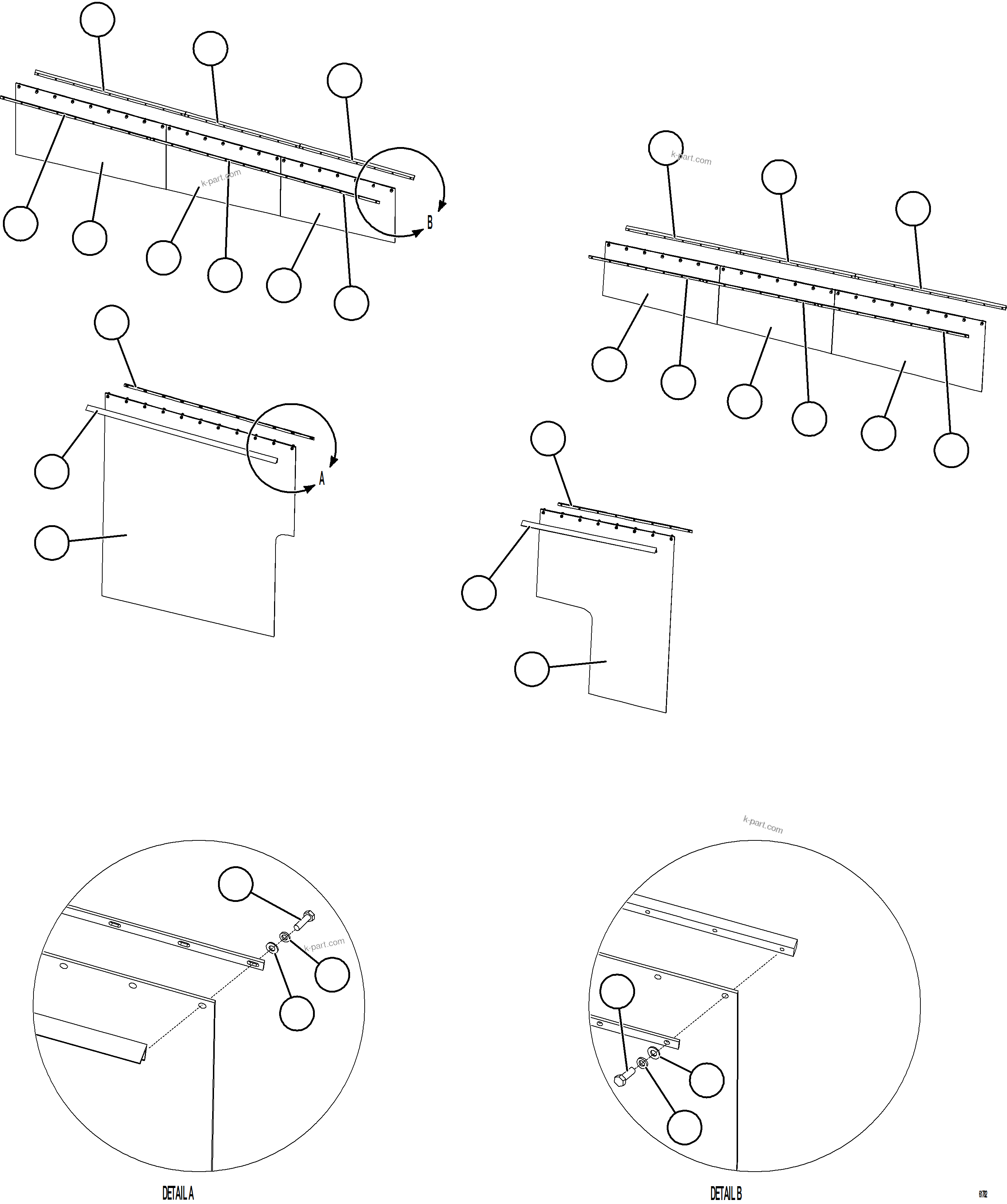 Komatsu parts book diagram for AFE59-HF 930E-4 S/N A32095 & A32101 MOGALAKWENA: BODY MUD FLAPS    2/2