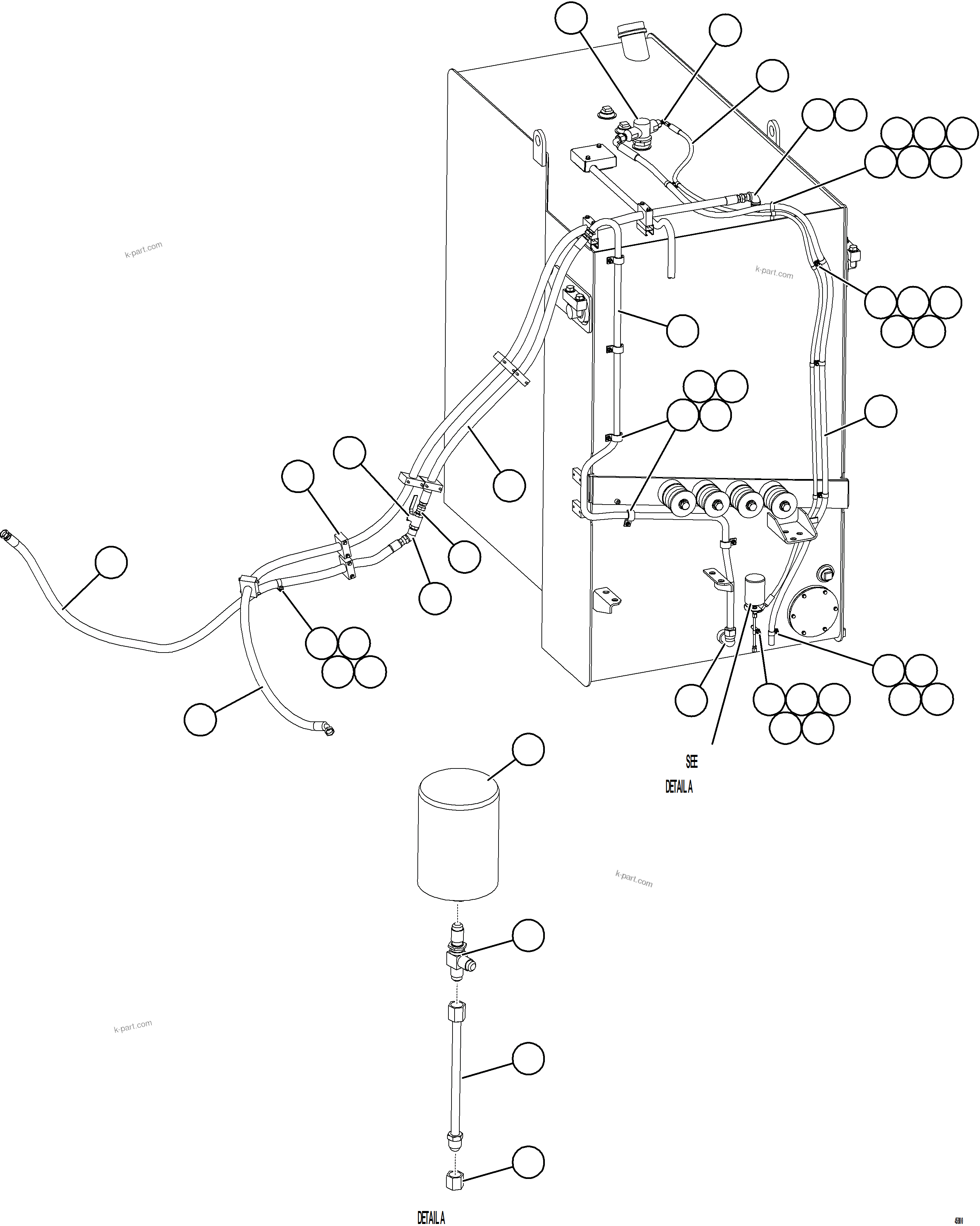 Komatsu parts book diagram for AFE59-HF 930E-4 S/N A32095 & A32101 MOGALAKWENA: FUEL SYSTEM PIPING   1/2