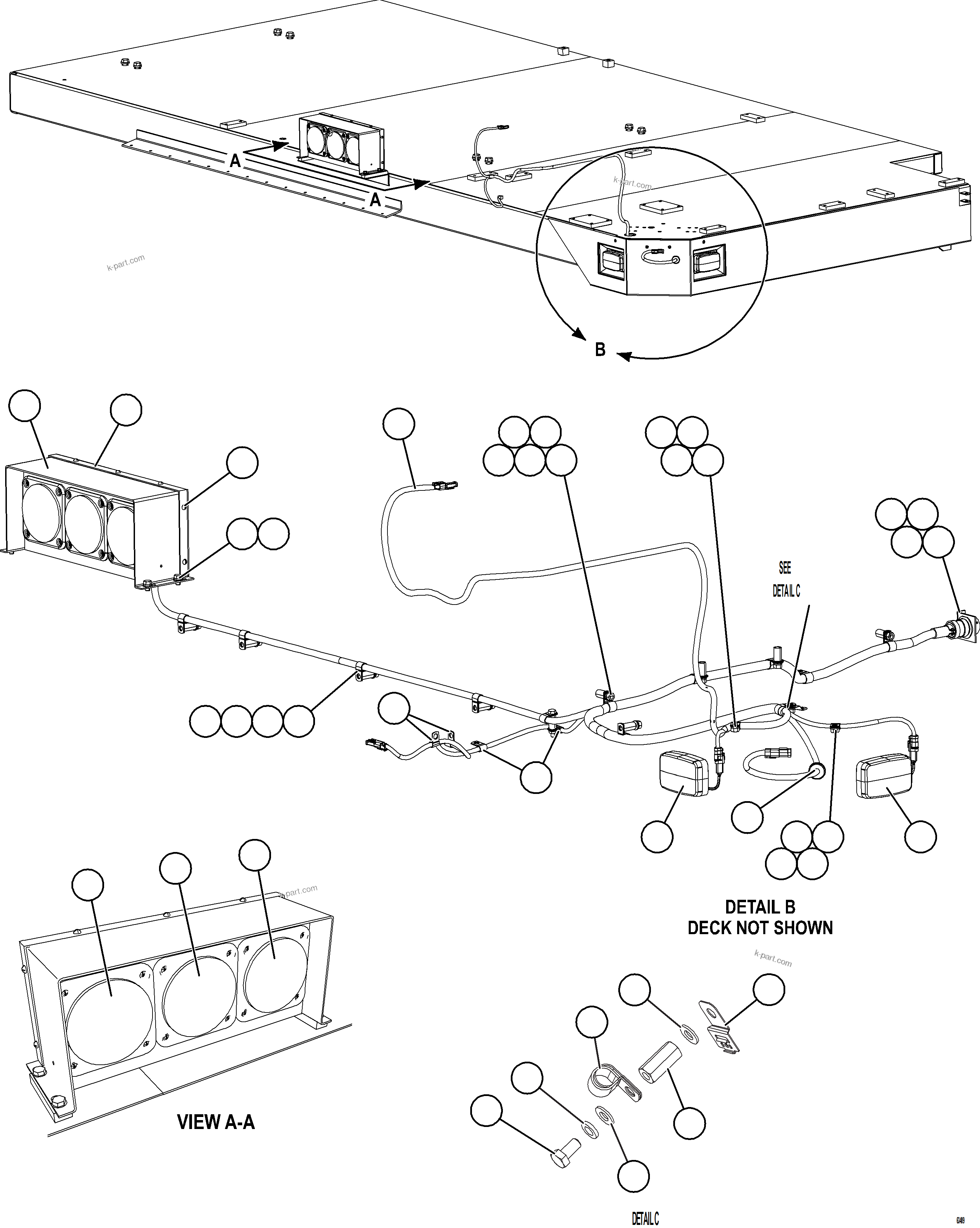 Komatsu parts book diagram for AFE59-HF 930E-4 S/N A32095 & A32101 MOGALAKWENA: RH DECK WIRING & LIGHTS